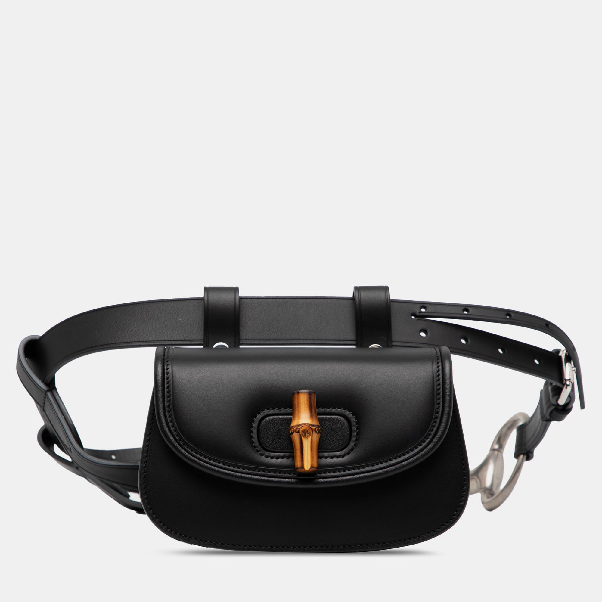 Pre-owned Gucci Mini Leather Bamboo 1947 Belt Bag In Black
