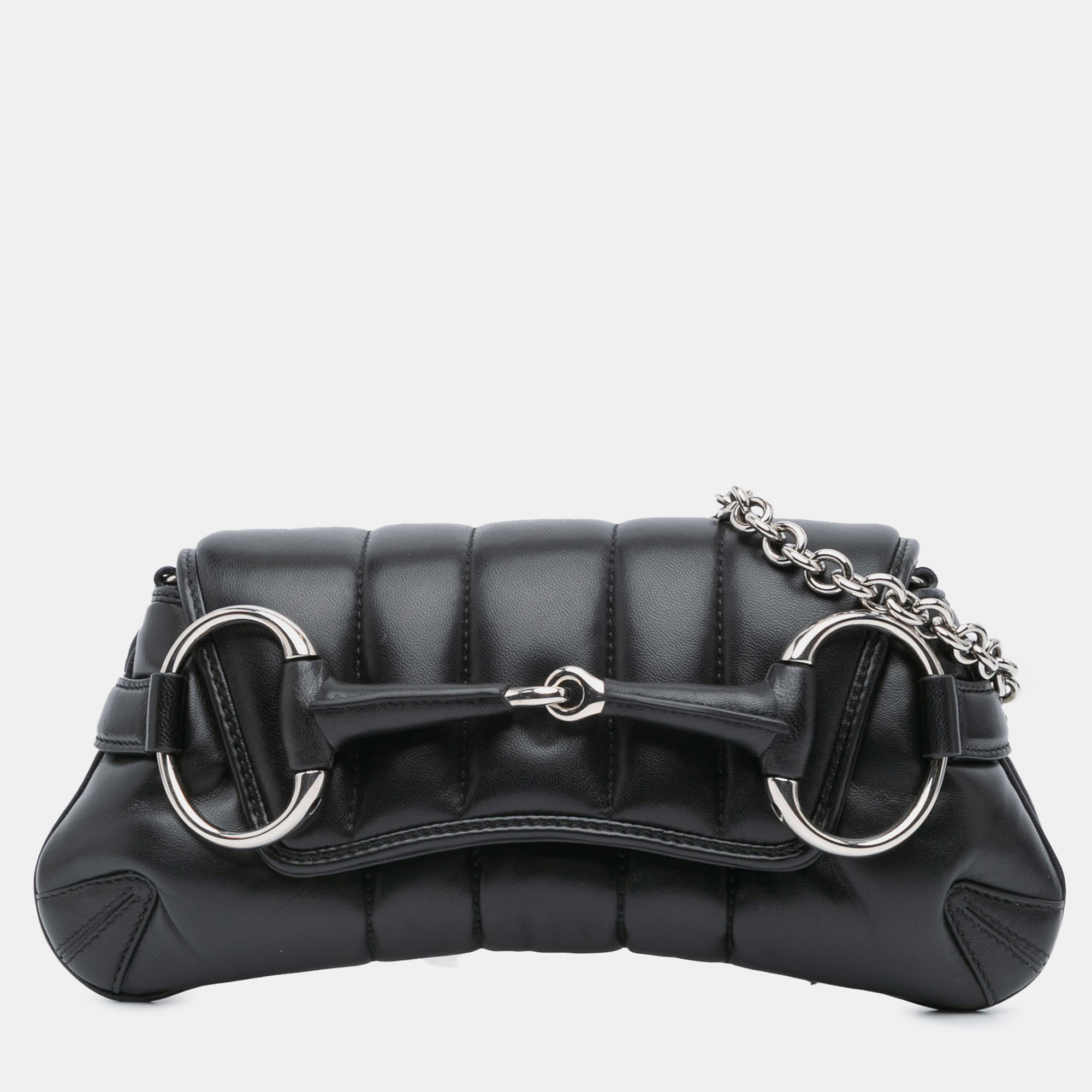

Gucci Black Small Leather Horsebit Chain Satchel