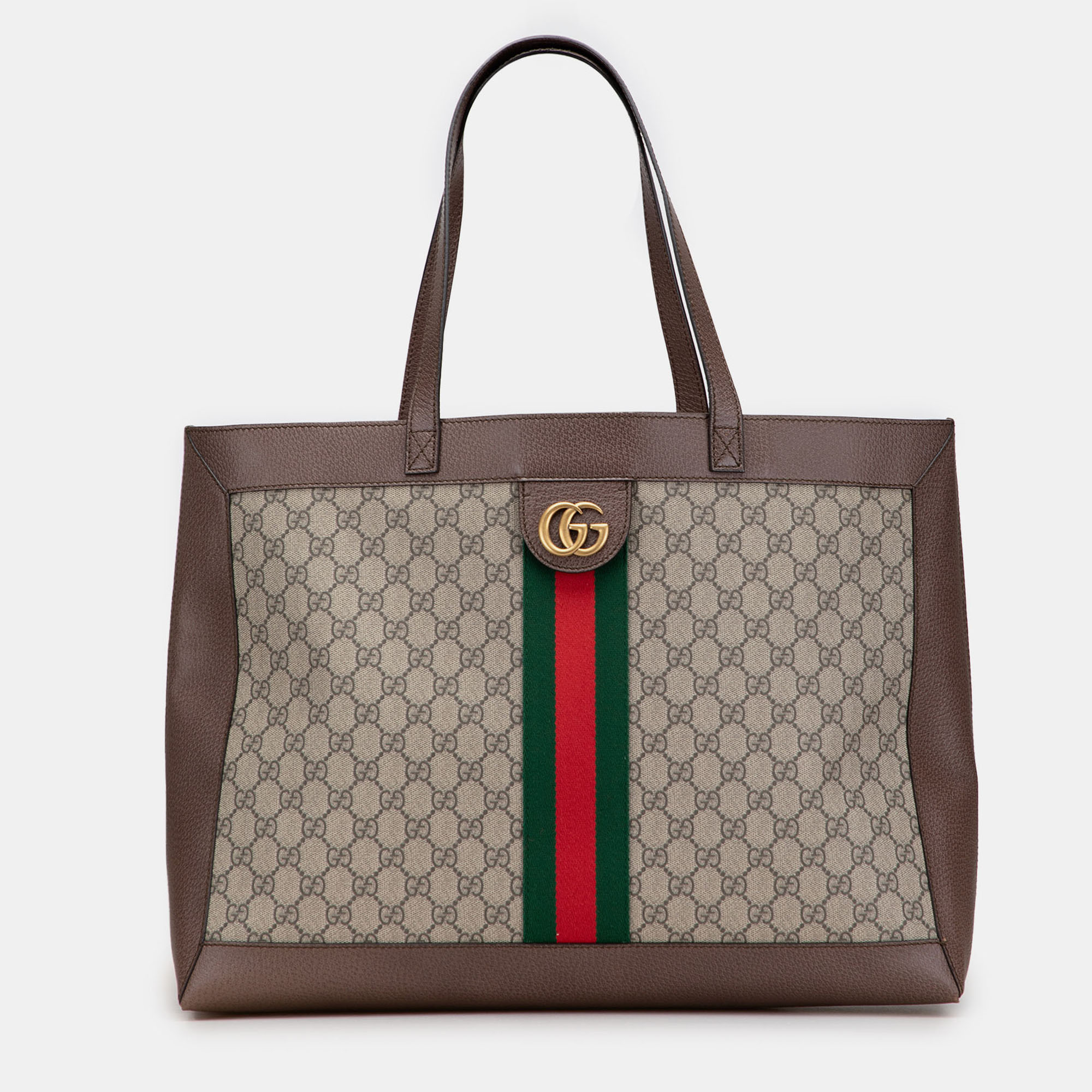 Pre-owned Gucci Brown Disney Large Gg Supreme Three Little Pigs Ophidia Tote