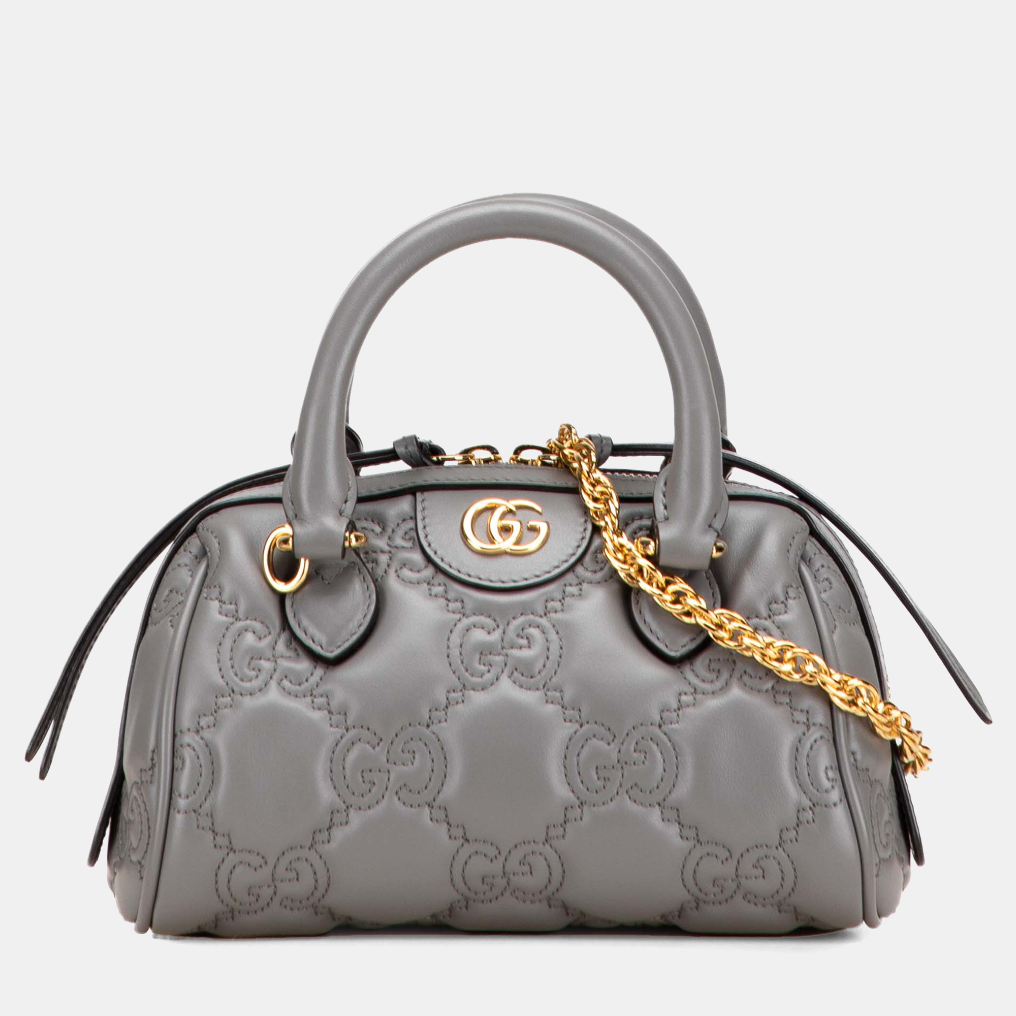 

Gucci Grey Mini GG Matelasse Leather Marmont Satchel