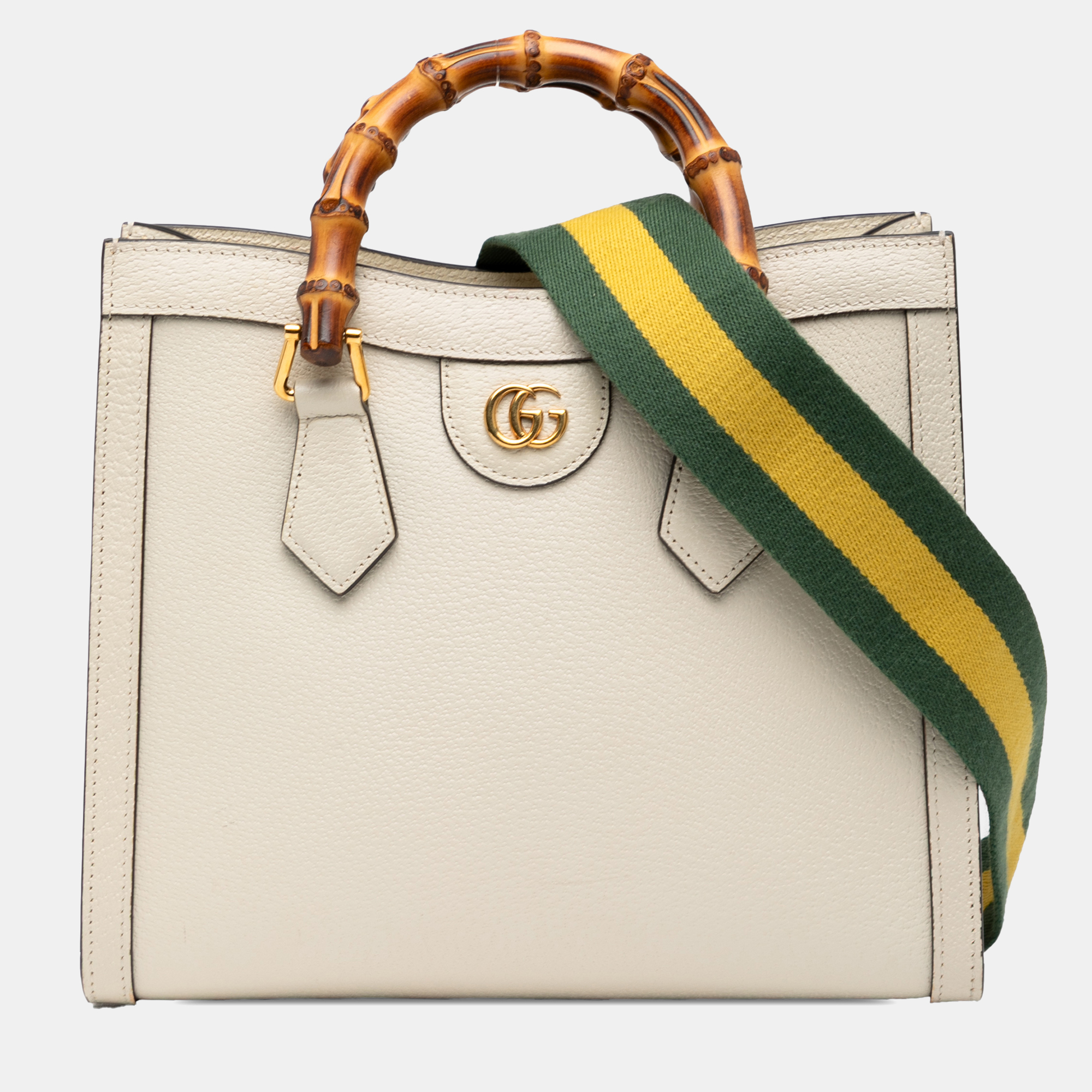 

Gucci White Medium Leather Bamboo Diana Satchel