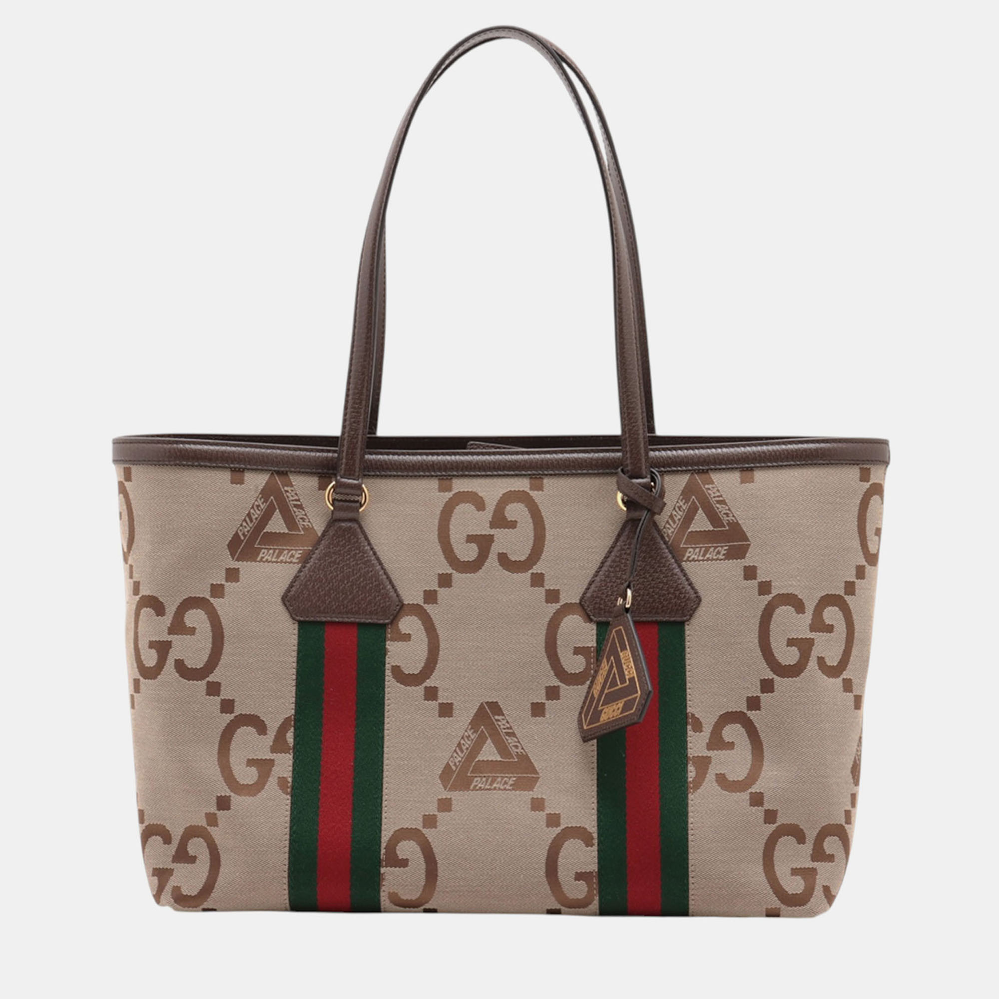 

Gucci Beige Palace Medium Jumbo GG Canvas Web Tote
