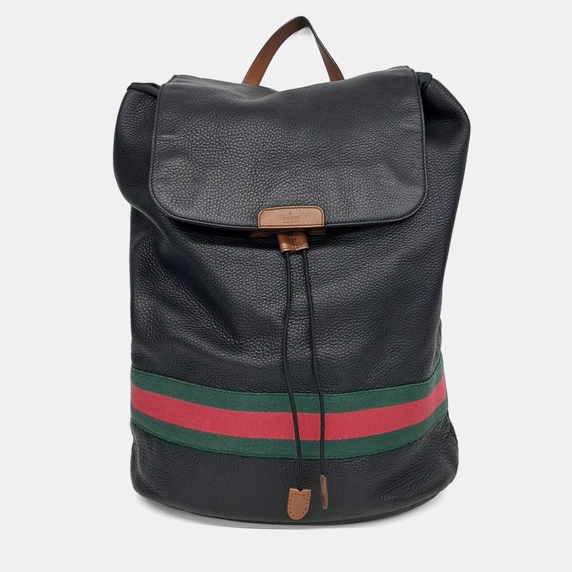 

Gucci Black Leather Tricolor Backpack