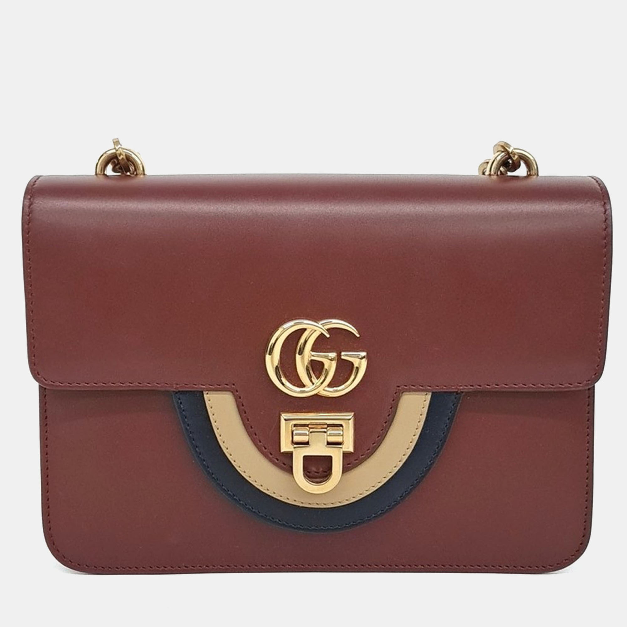 

Gucci Brown Leather Double G Shoulder Bag
