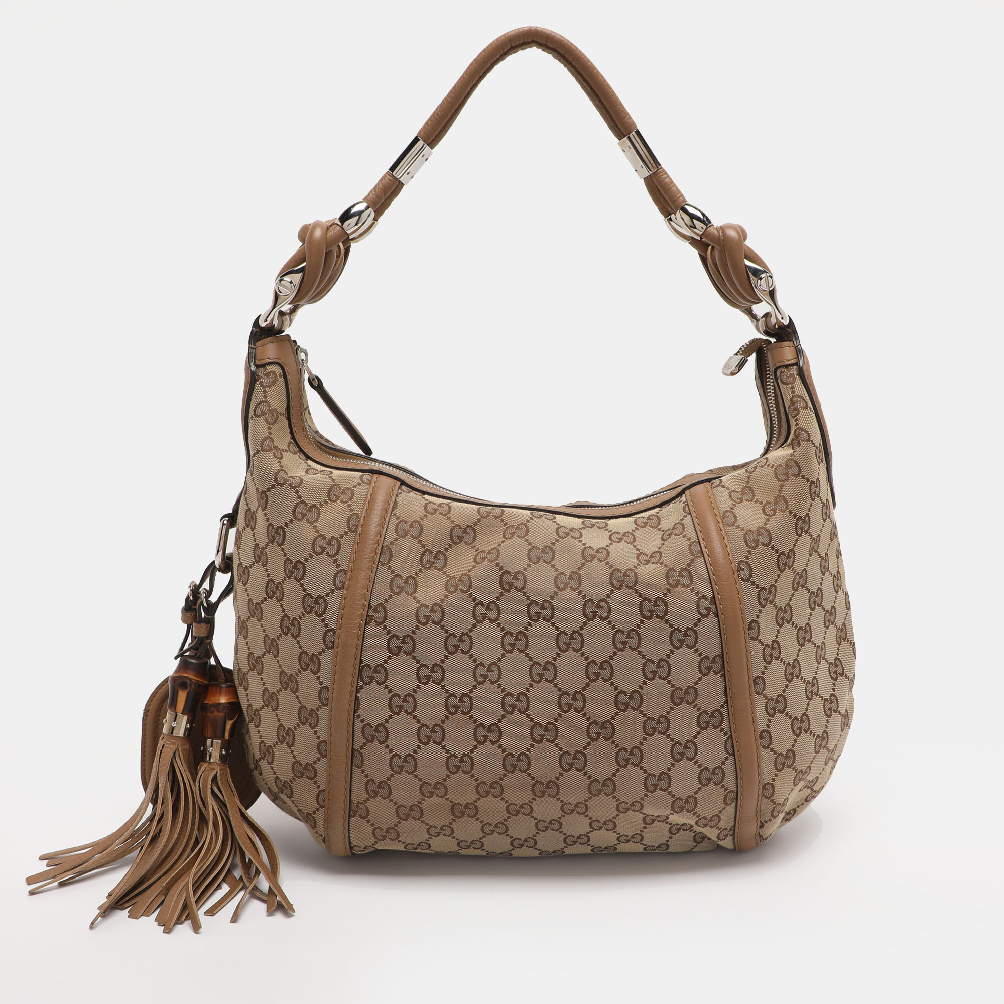 

Gucci Brown/Beige GG Canvas Medium Techno Horsebit Hobo