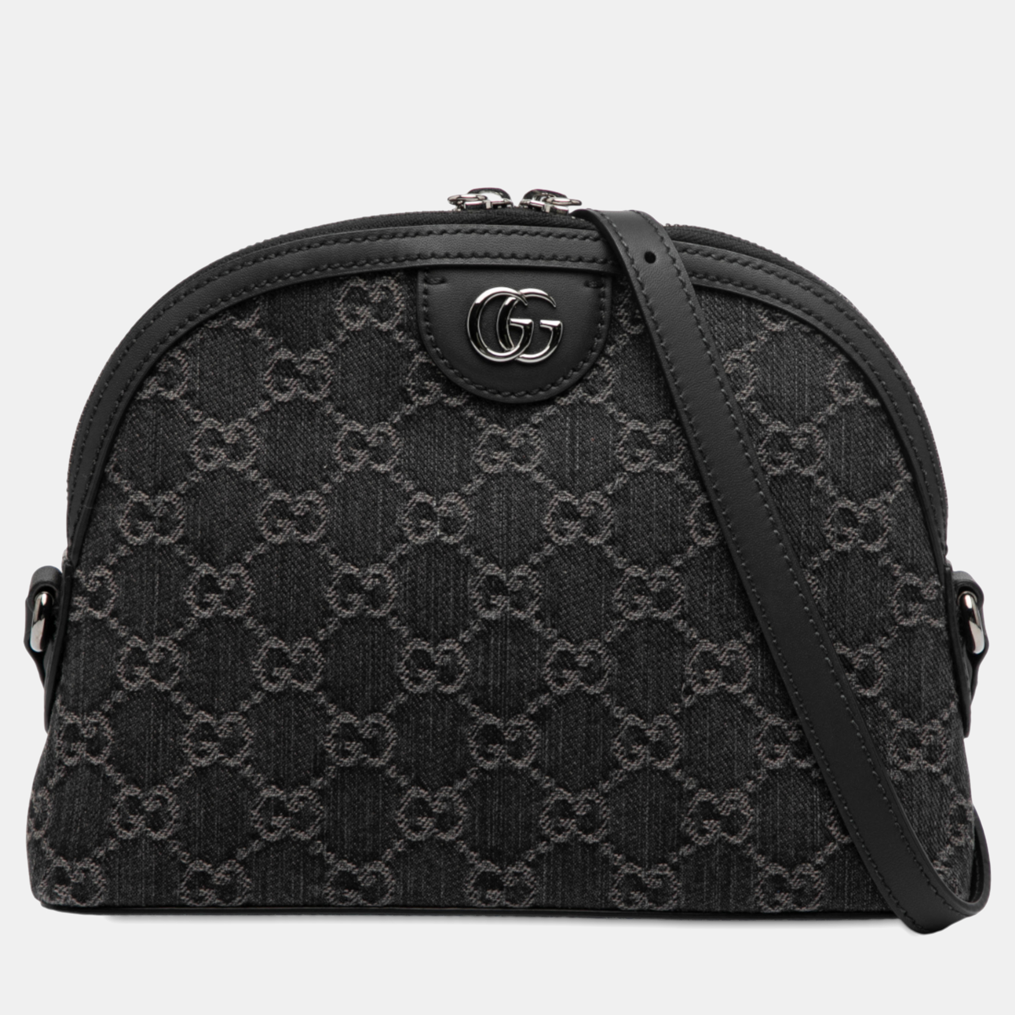 

Gucci Black Small GG Denim Ophidia Dome Crossbody