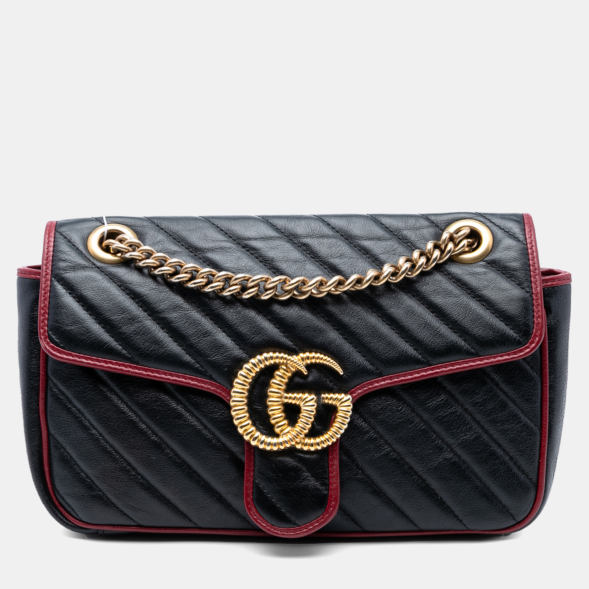 

Gucci Black Medium GG Marmont Matelasse Diagonal Leather Torchon Shoulder Bag