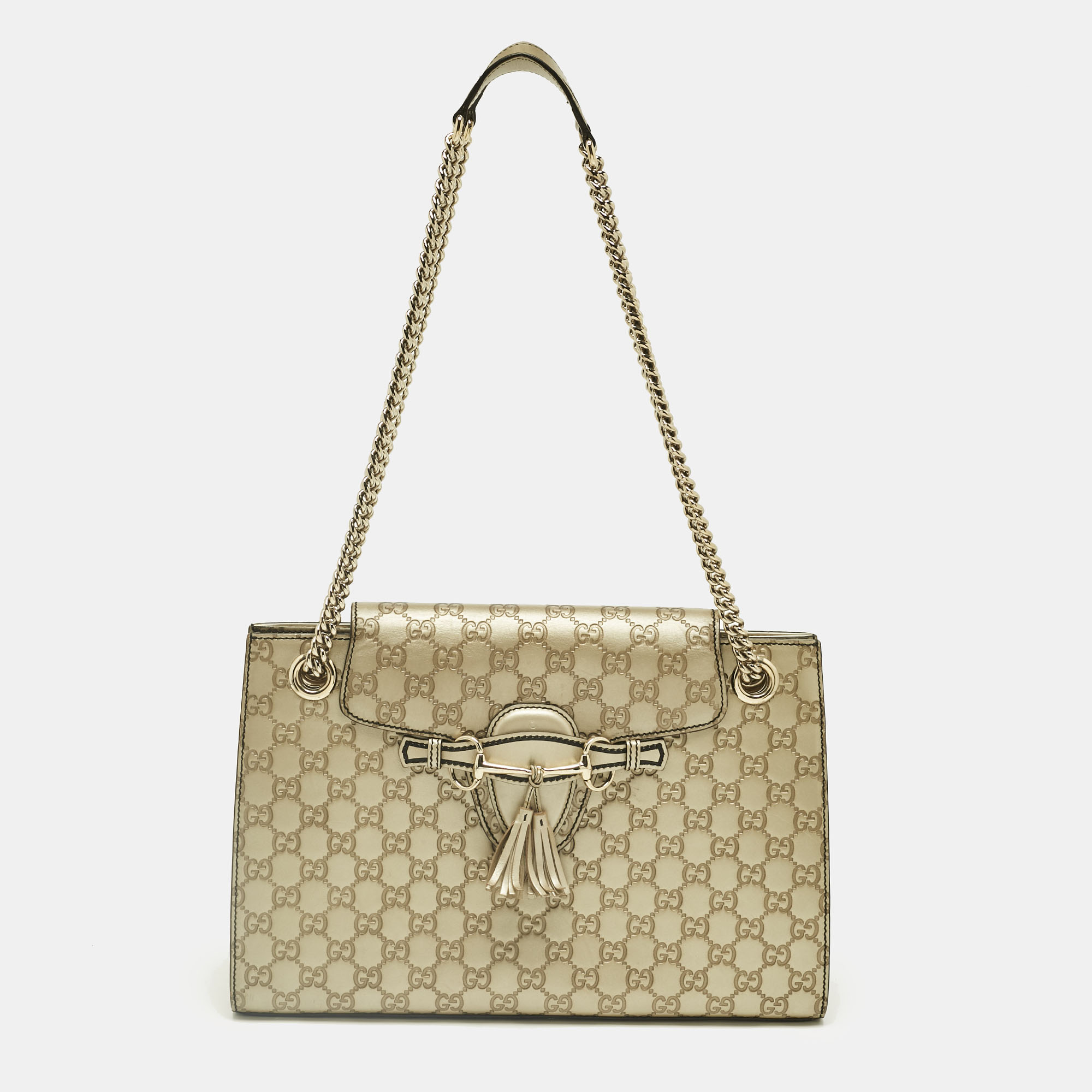 

Gucci Pale Gold Guccissima Leather  Emily Chain Shoulder Bag