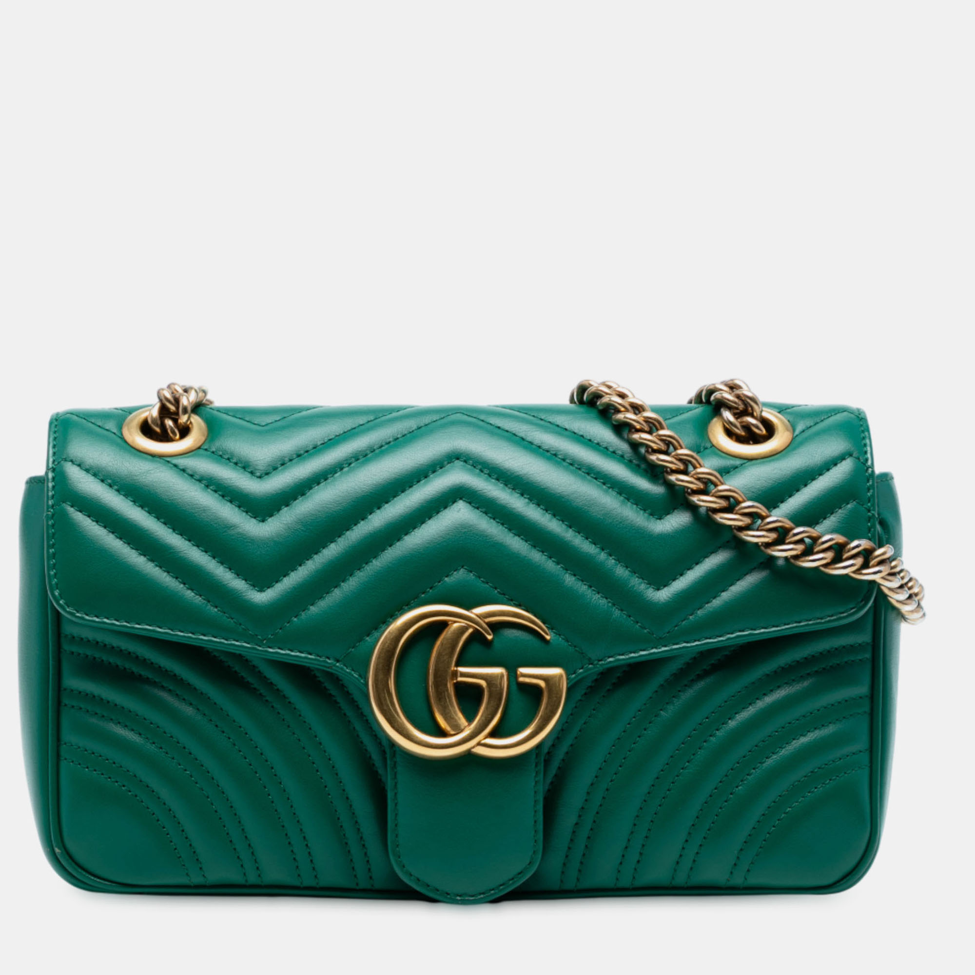 

Gucci Green Medium GG Marmont Matelasse Leather Shoulder Bag
