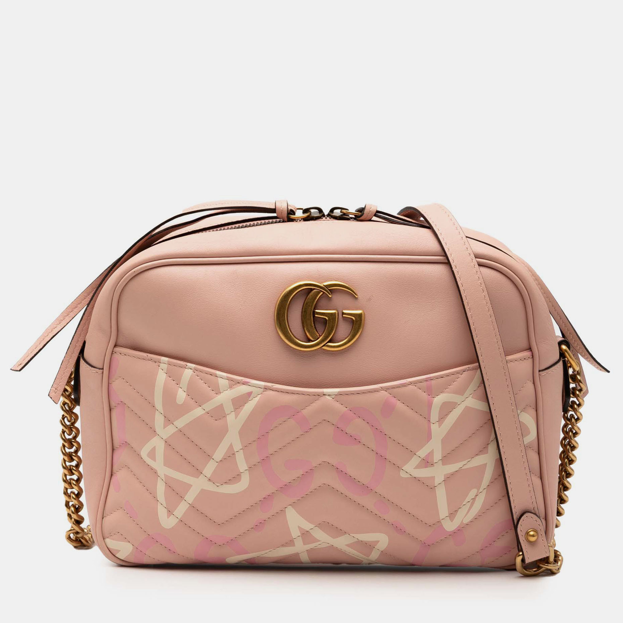 

Gucci GG Marmont Matelasse Gucci Ghost Calfskin Leather Crossbody Bag, Pink