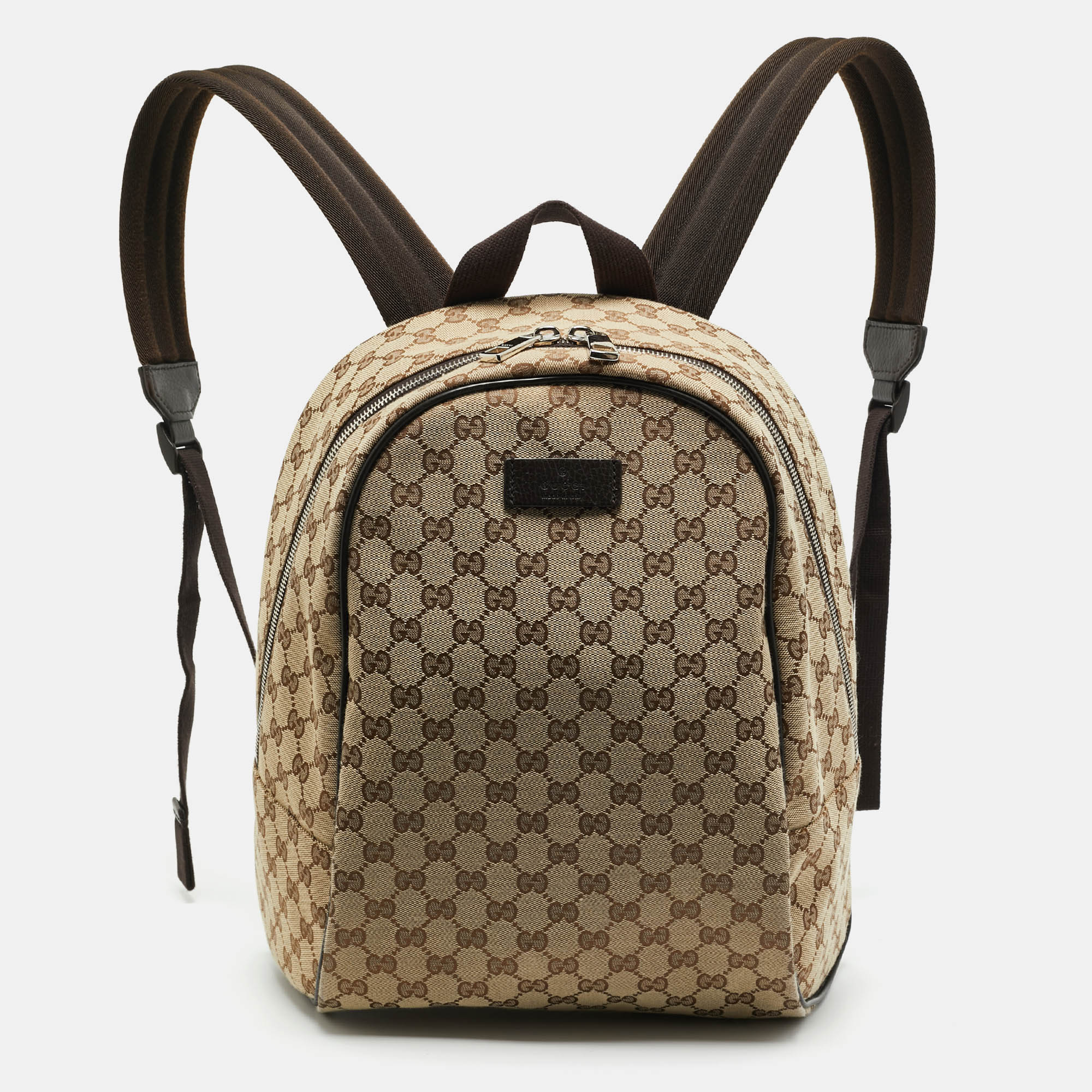 Pre-owned Gucci Beige/brown Gg Canvas Backpack In Sand