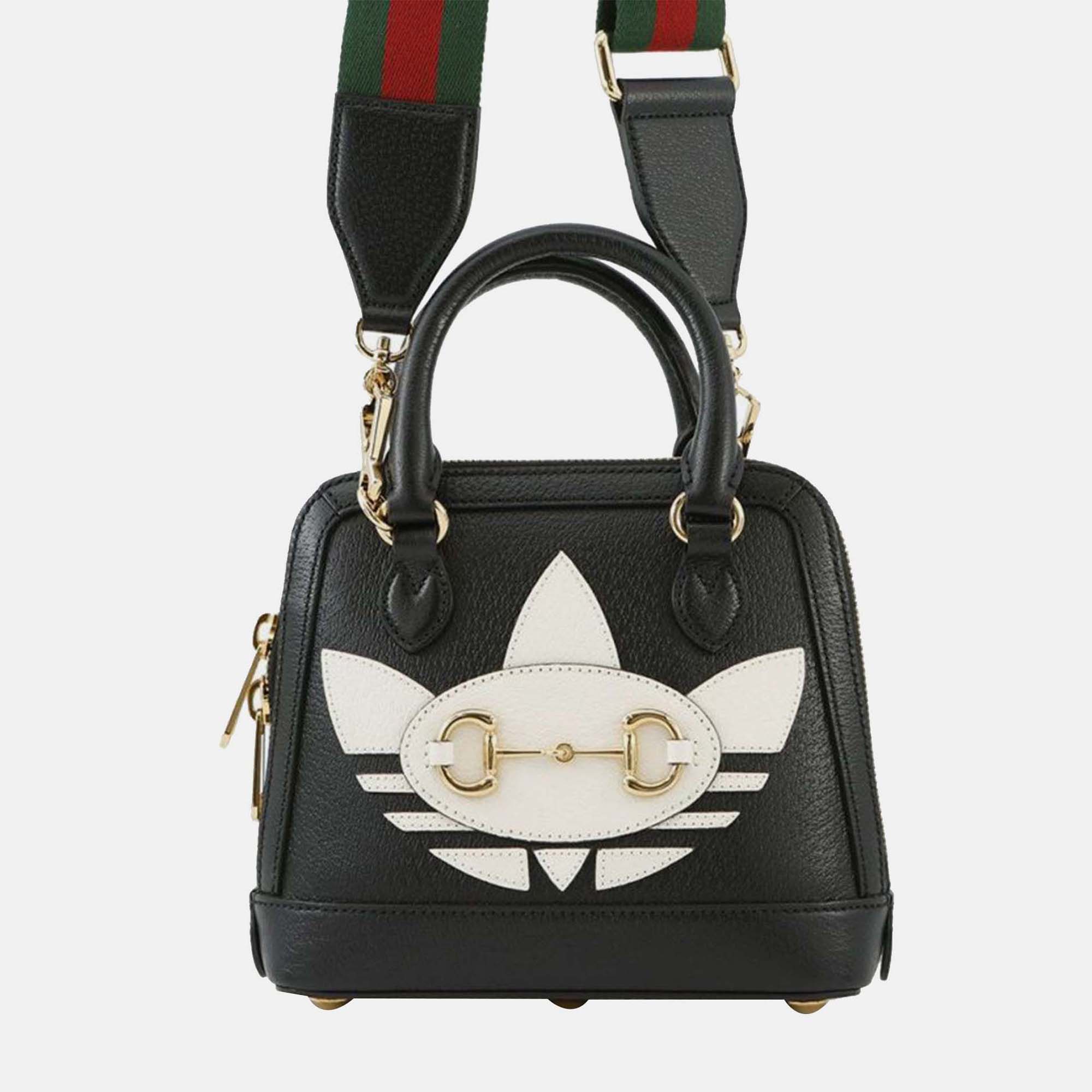 

Gucci Black Adidas Mini Leather Horsebit 1955 Top Handle Bag