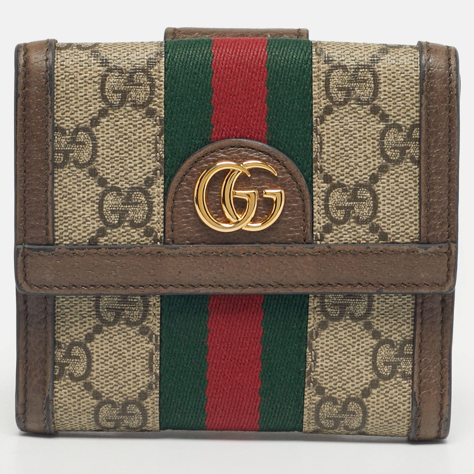 

Gucci Beige/Ebony GG Supreme Canvas and Leather Ophidia French Wallet