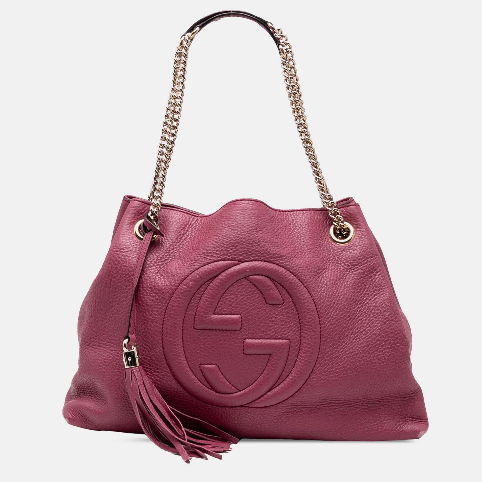 

Gucci Pink Medium Leather Soho Chain Tote