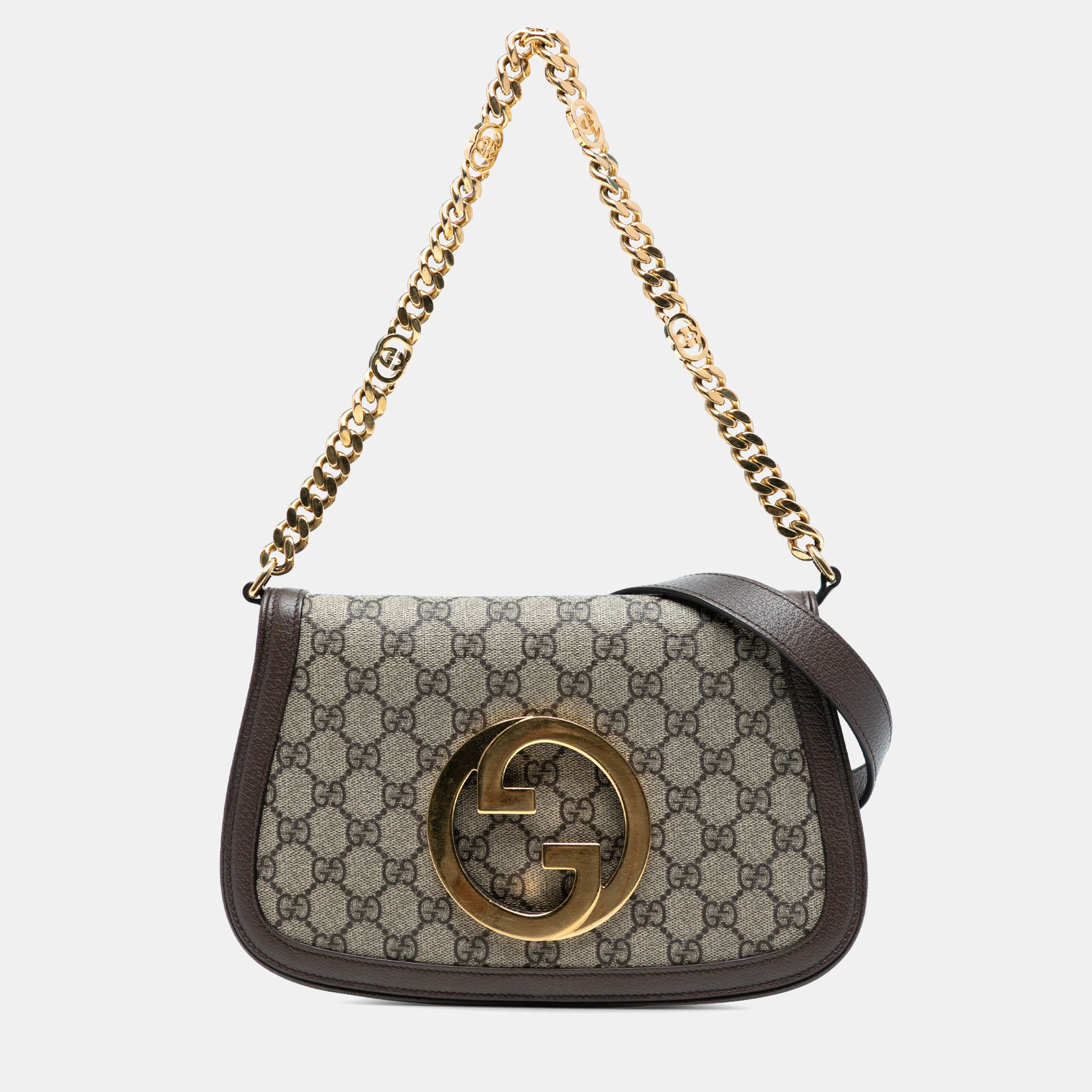 

Gucci Beige Brown Small GG Supreme Blondie Chain Satchel