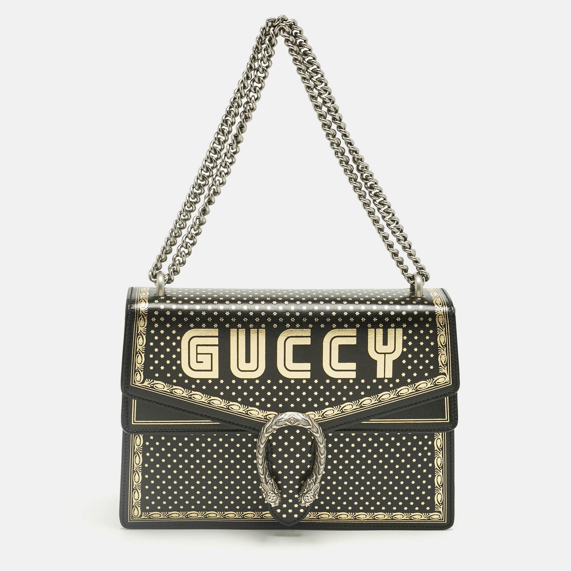 

Gucci Black/Gold Leather  Guccy Dionysus Shoulder Bag