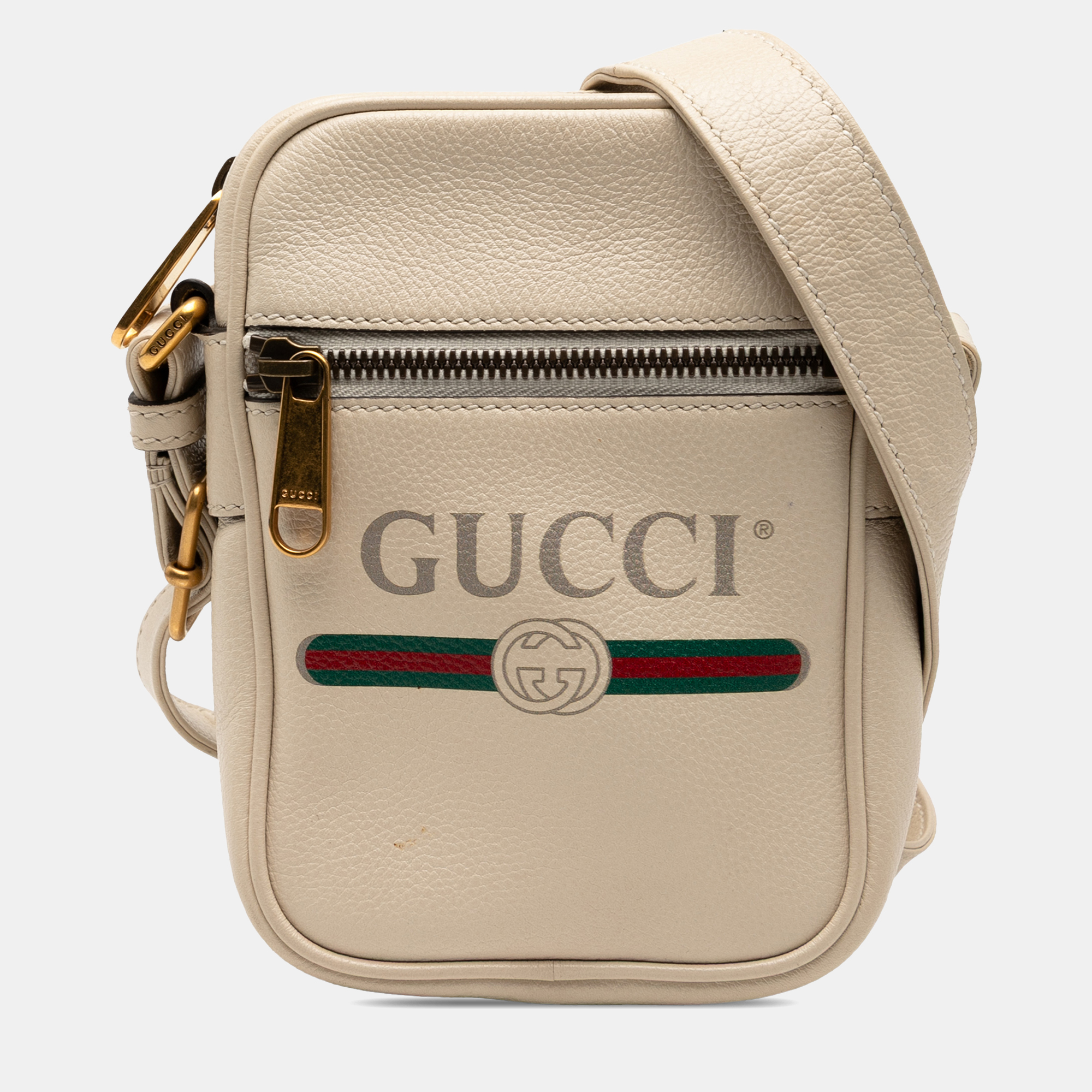 

Gucci White Mini Grained Calfskin Logo Crossbody