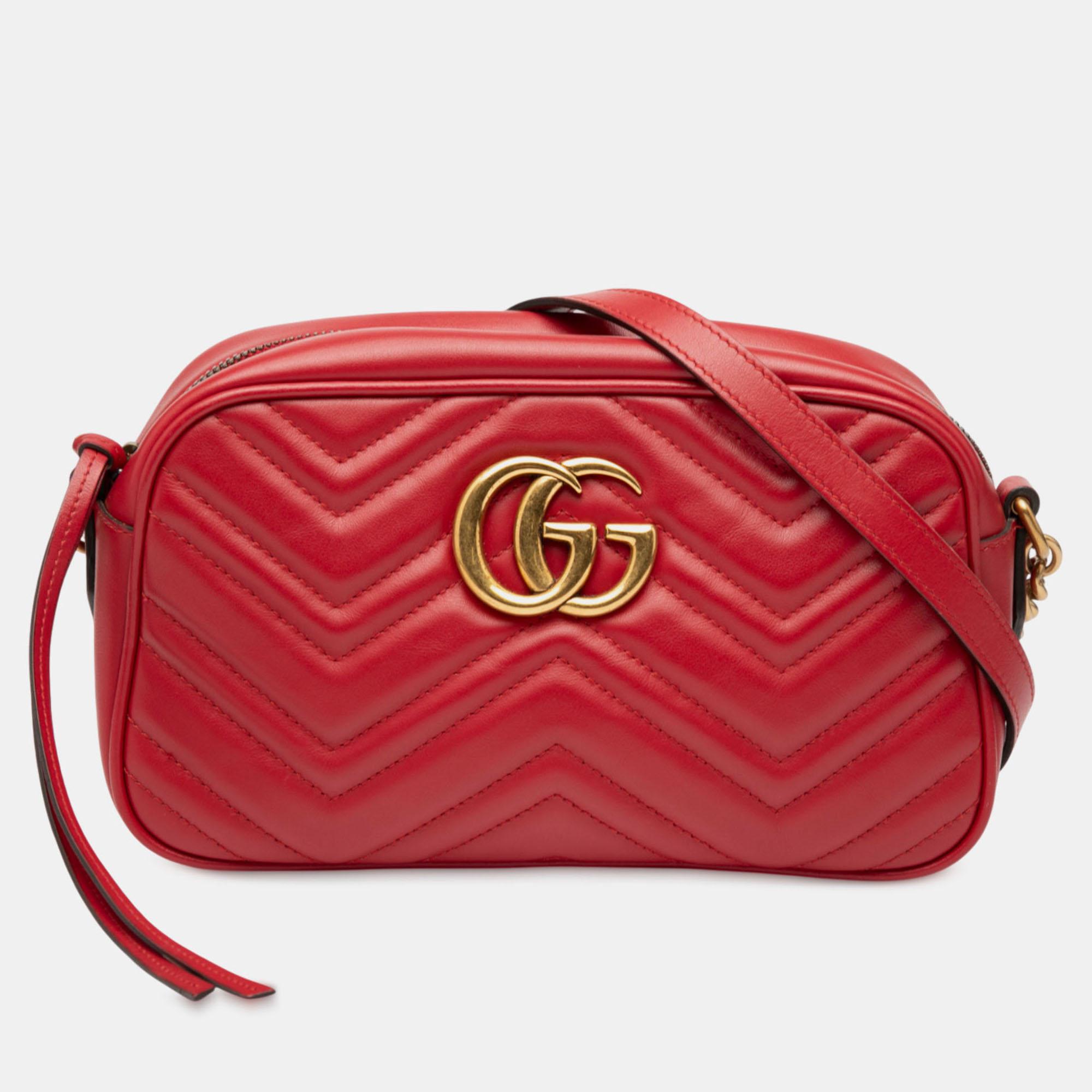

Gucci Red Small GG Marmont Matelasse Leather Crossbody