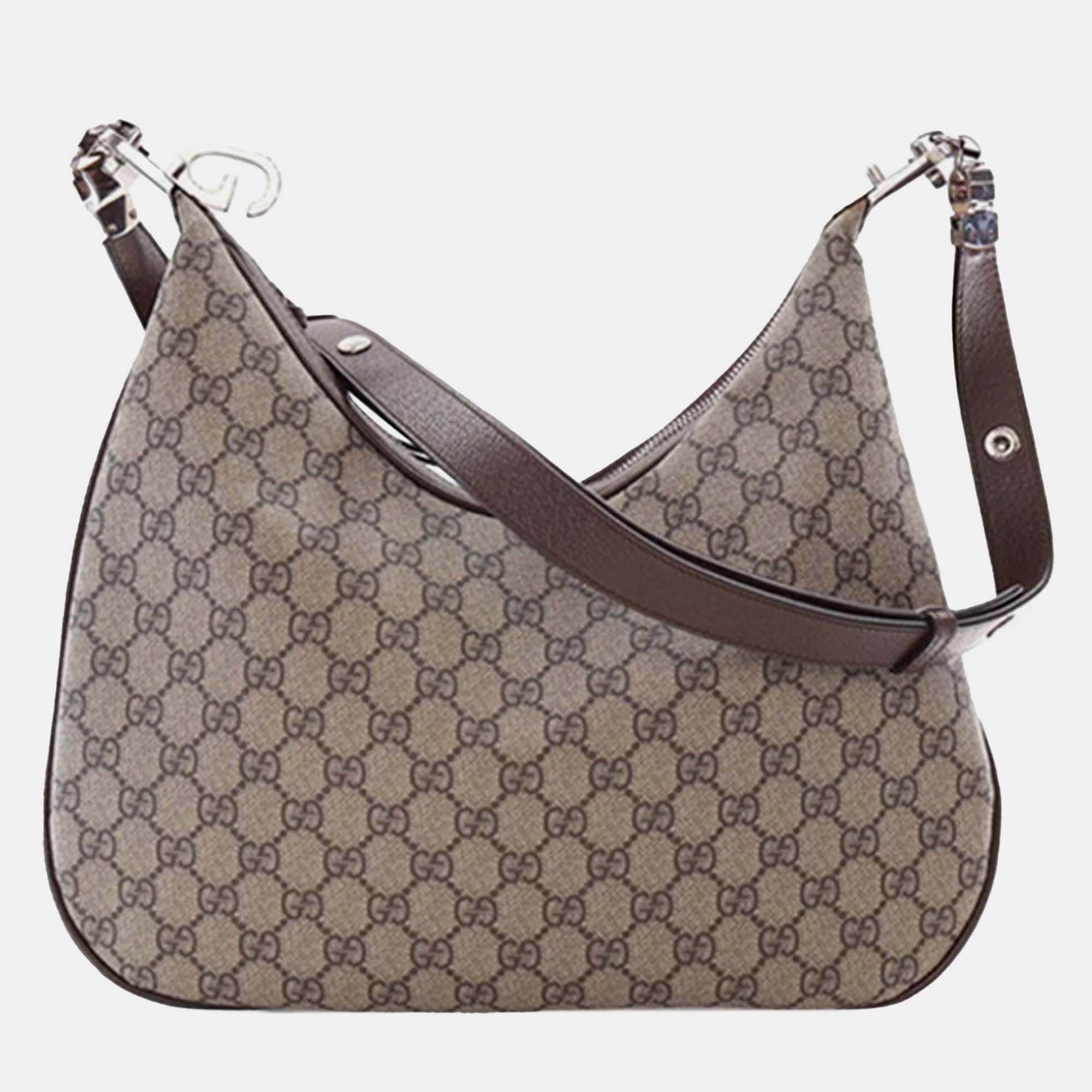 

Gucci Beige/Brown Medium GG Supreme Web Attache Crossbody