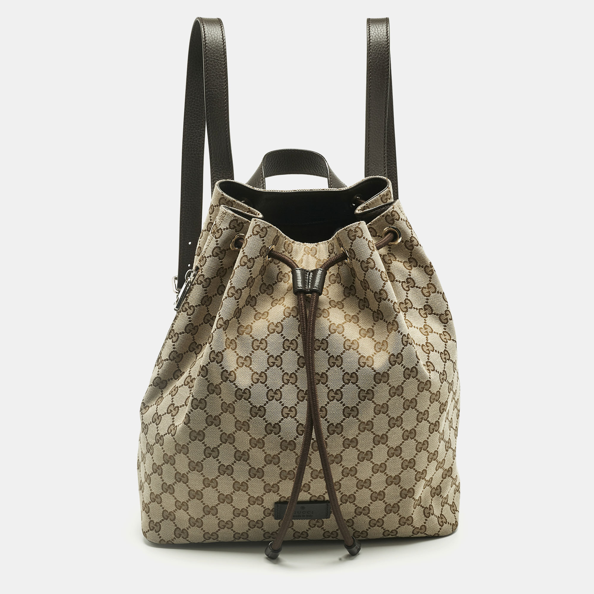 

Gucci Beige/Brown GG Canvas and Leather Drawstring Backpack