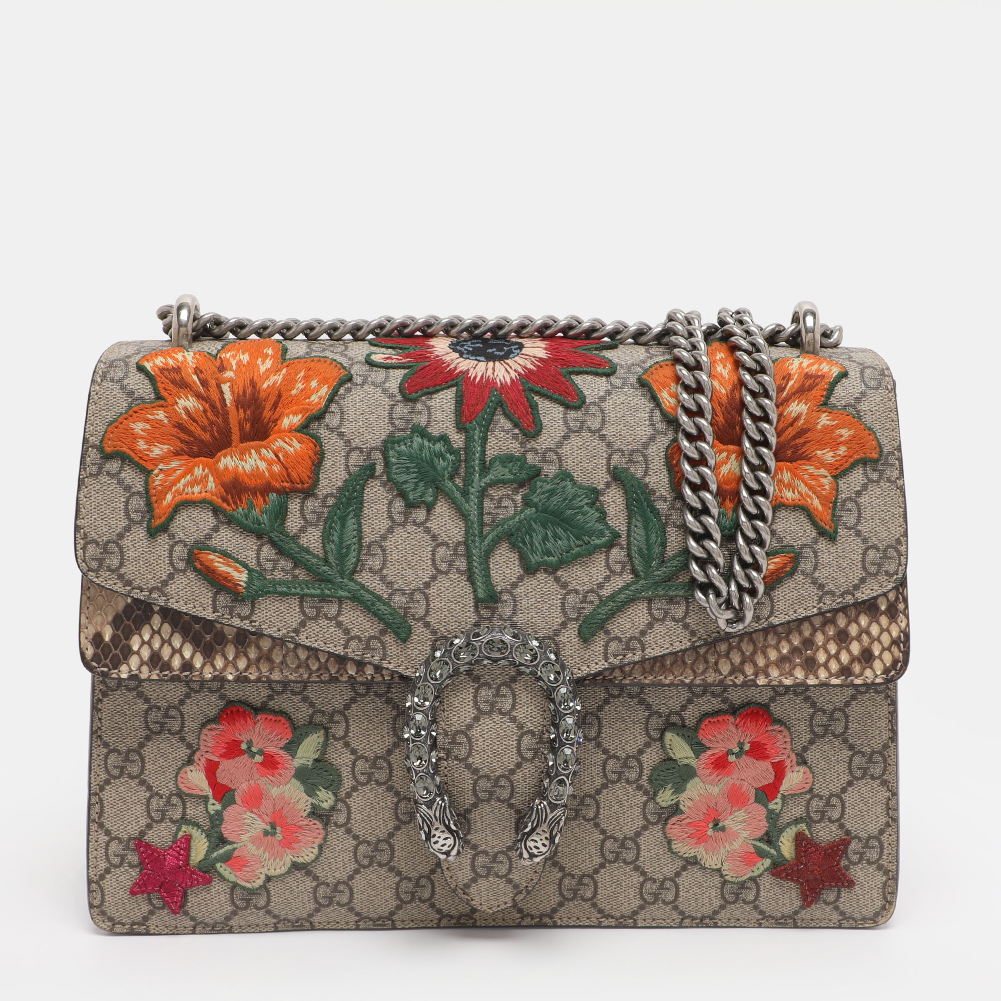 

Gucci Beige GG Supreme Canvas Medium Embroidered Dionysus Shoulder Bag