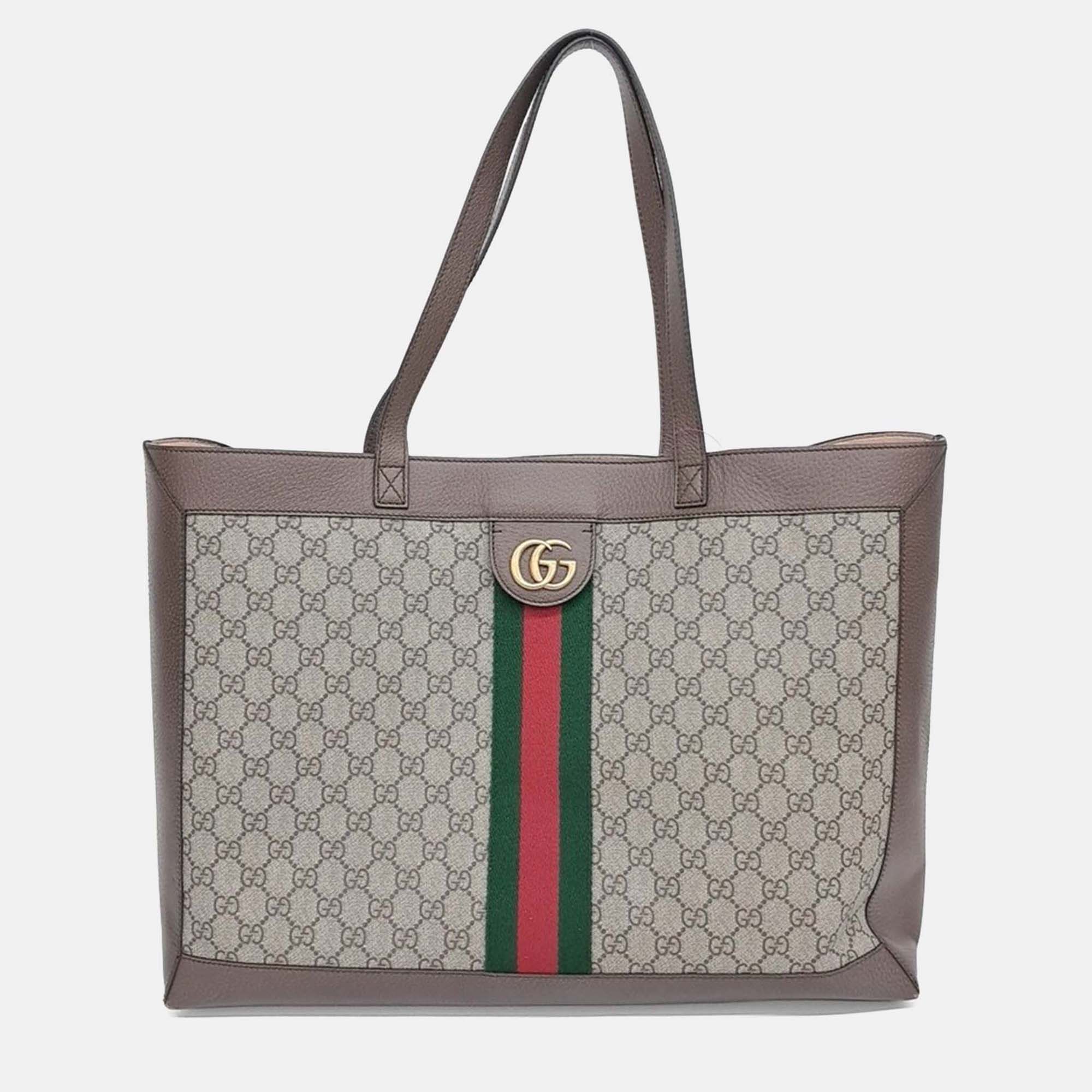 

Gucci Beige Coated Canvas Ophidia GG Supreme Tote Bag