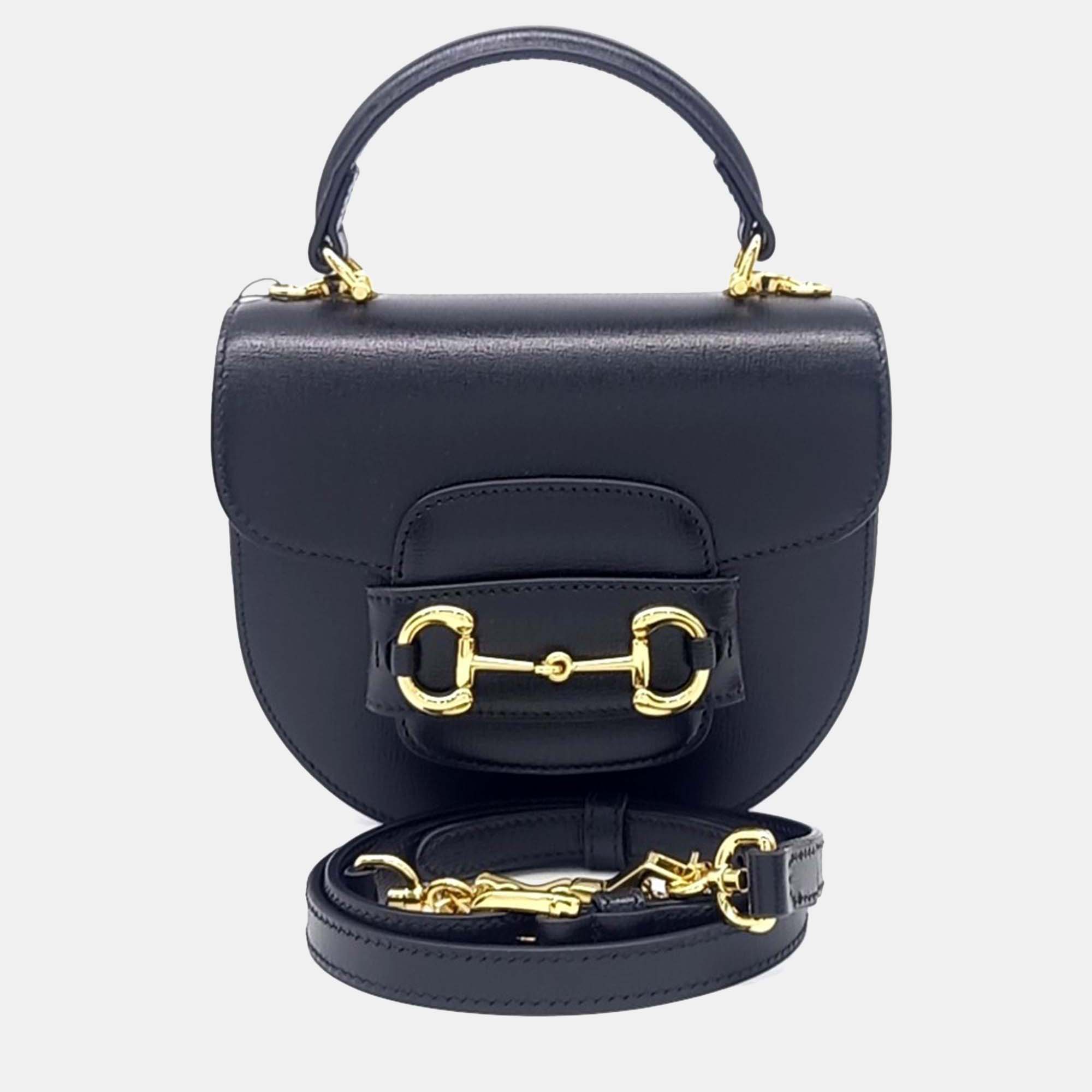 

Gucci Black Leather 1955 Horsebit Mini Top Handle Bag