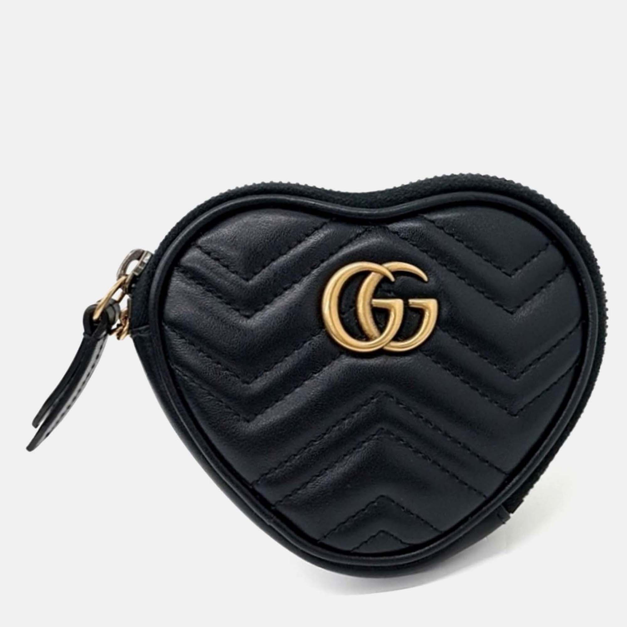 

Gucci Black Leather Marmont Heart Coin Purse