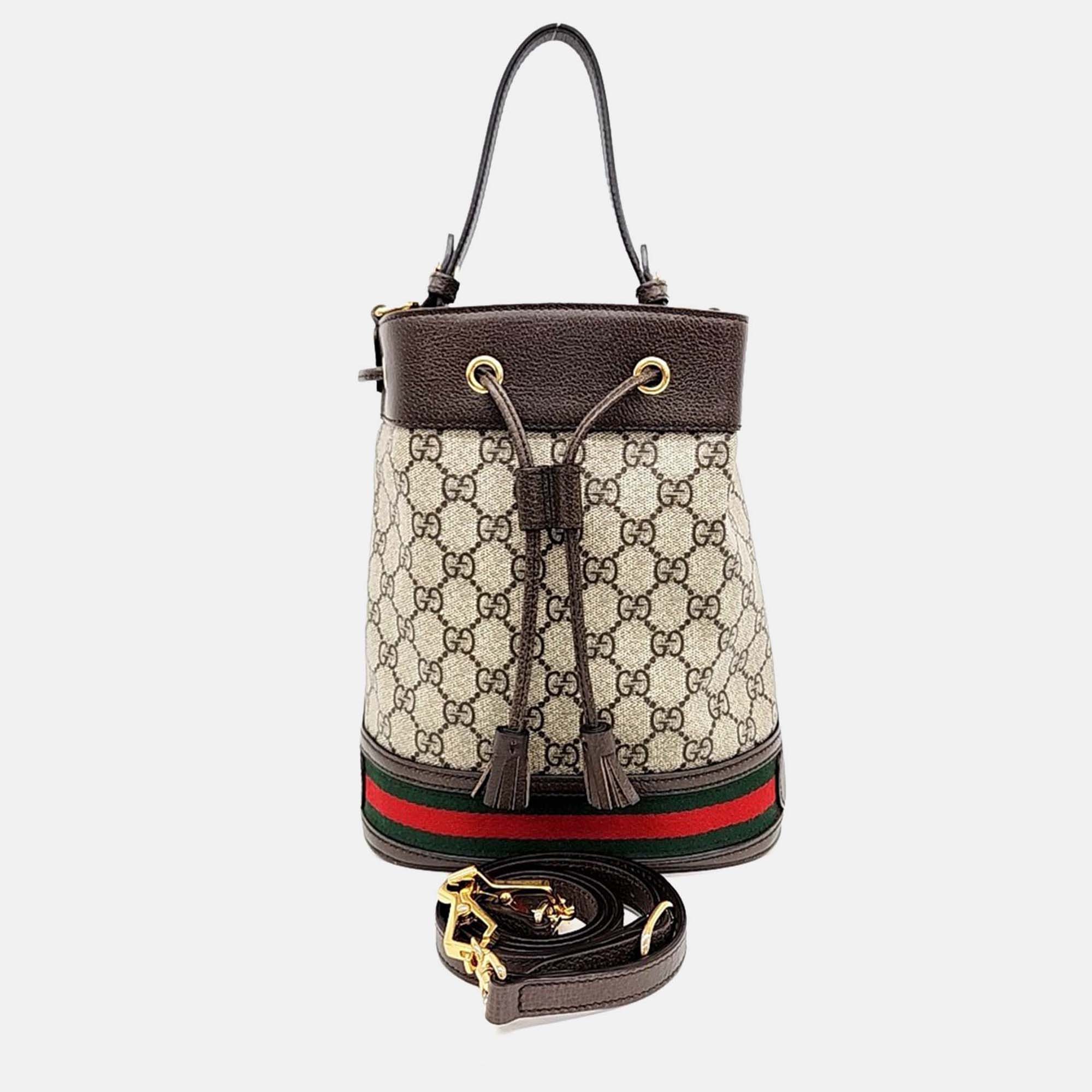 

Gucci Beige Coated Canvas Ophidia Small Bucket Bag