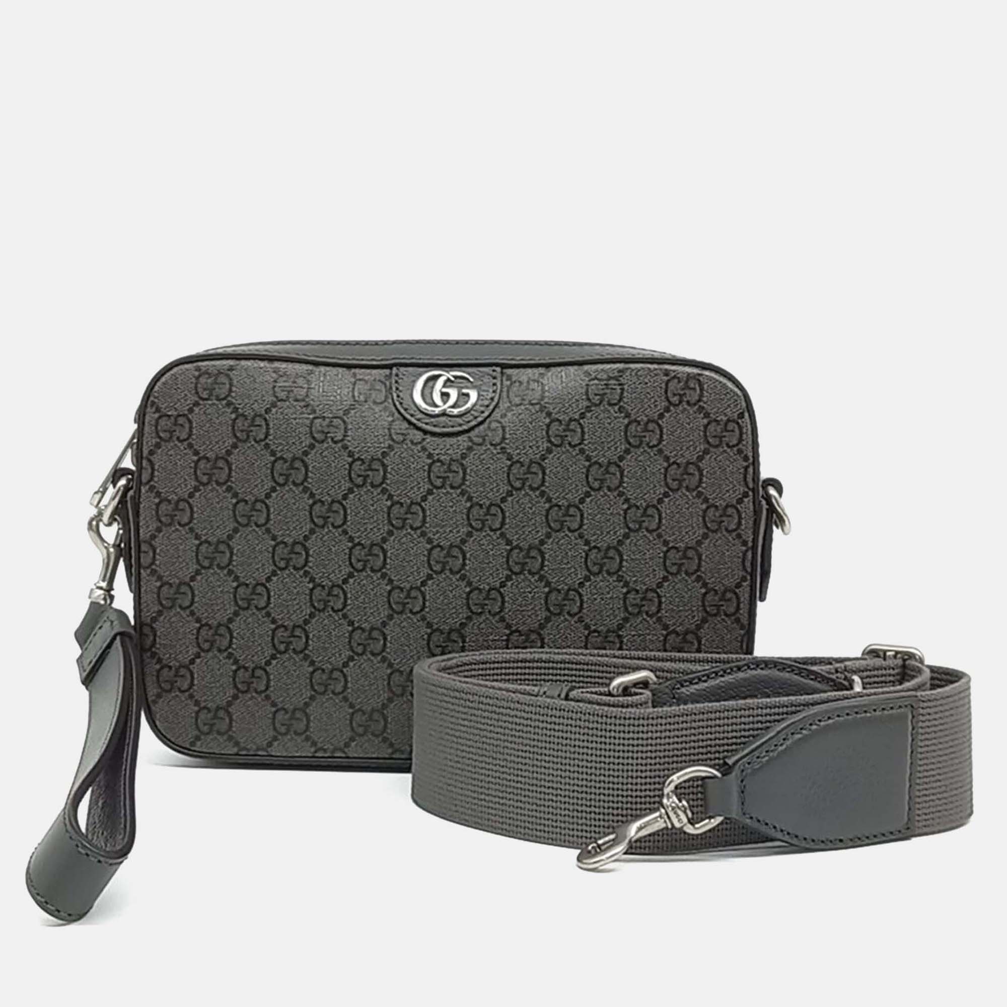 

Gucci Grey Leather Ophidia GG Crossbody Bag
