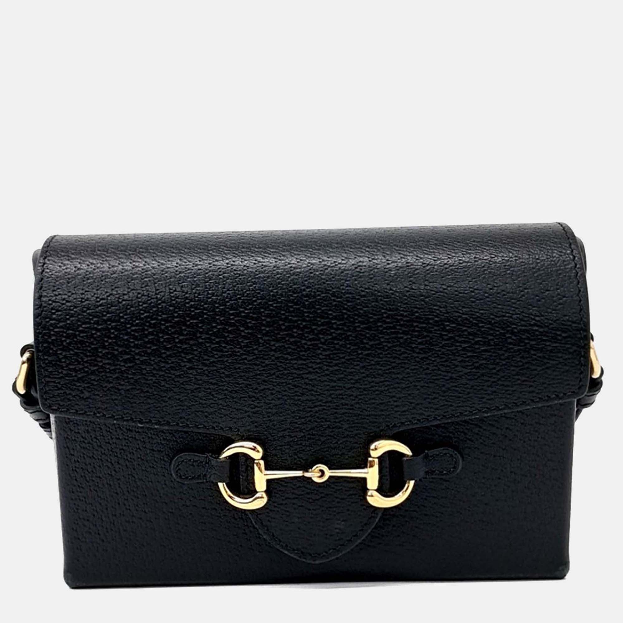 

Gucci Black Leather Horsebit 1955 Flap Shoulder Bag