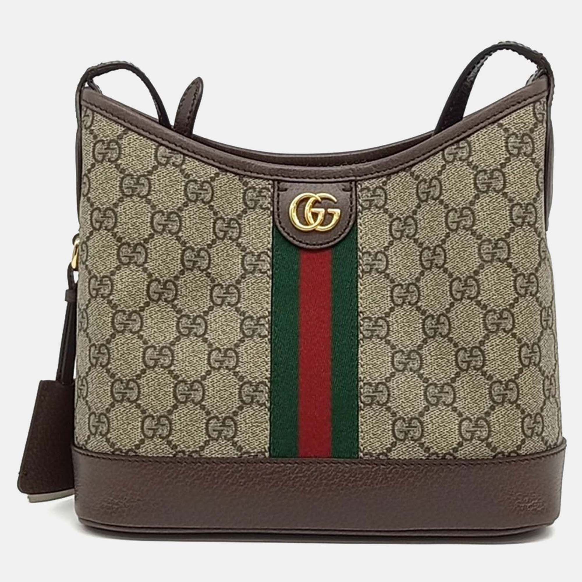 

Gucci Brown Coated Canvas Ophidia GG Mini Shoulder Bag