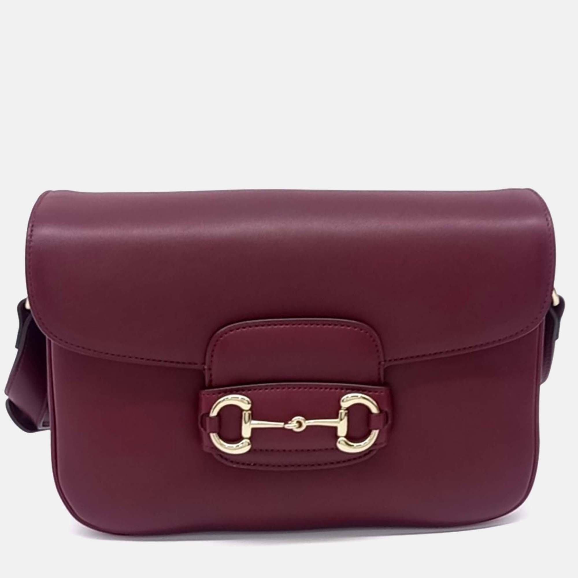 

Gucci Burgundy Leather 1955 Horsebit Shoulder Bag