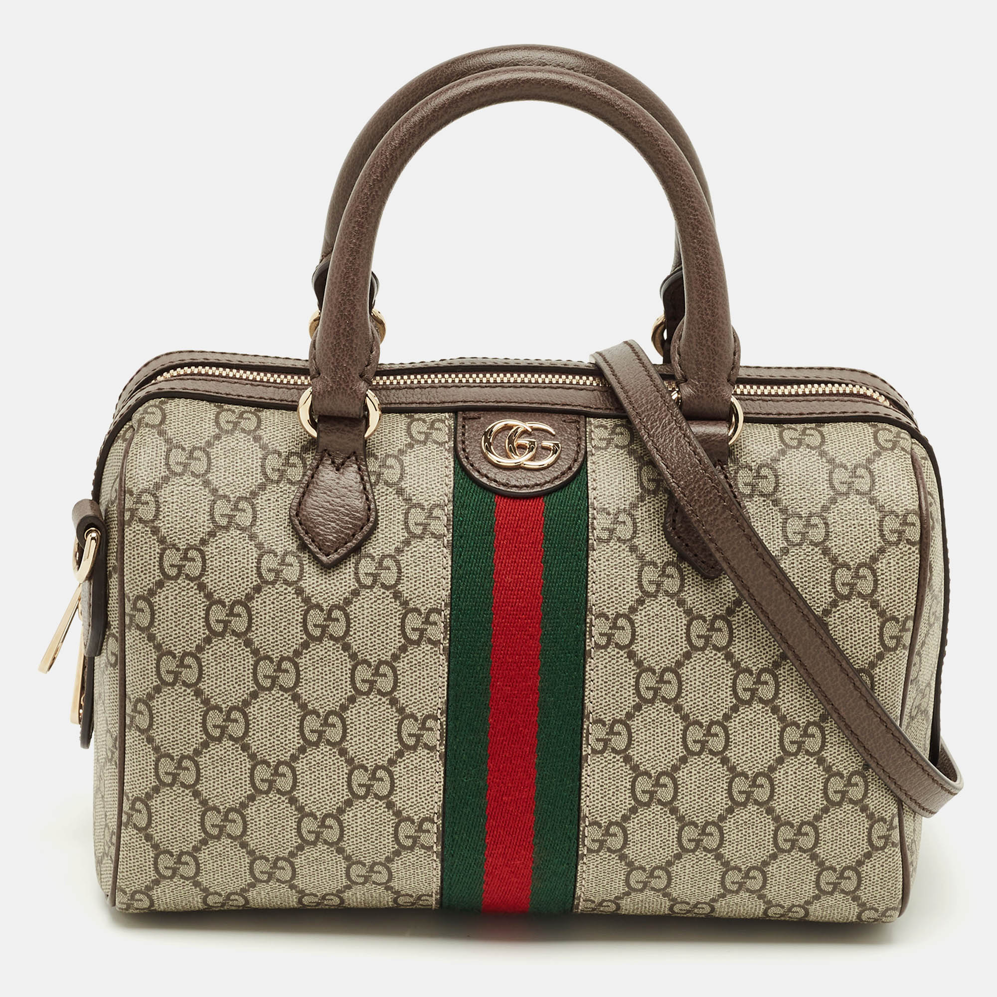 

Gucci Beige GG Supreme Canvas and Leather Ophidia Boston Bag