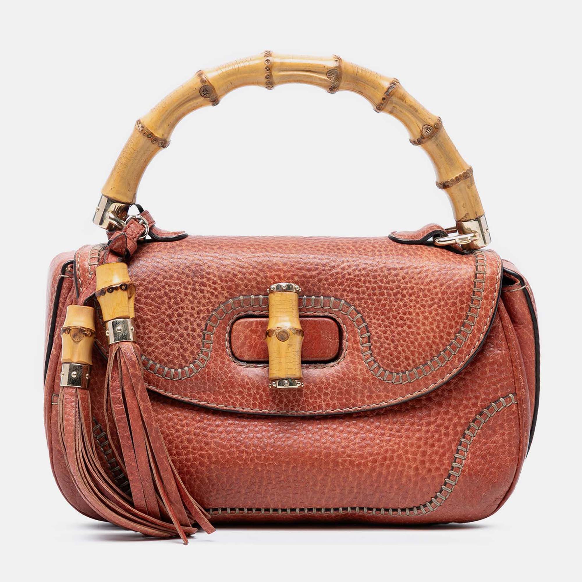 

Gucci Brown Medium Leather New Bamboo Satchel