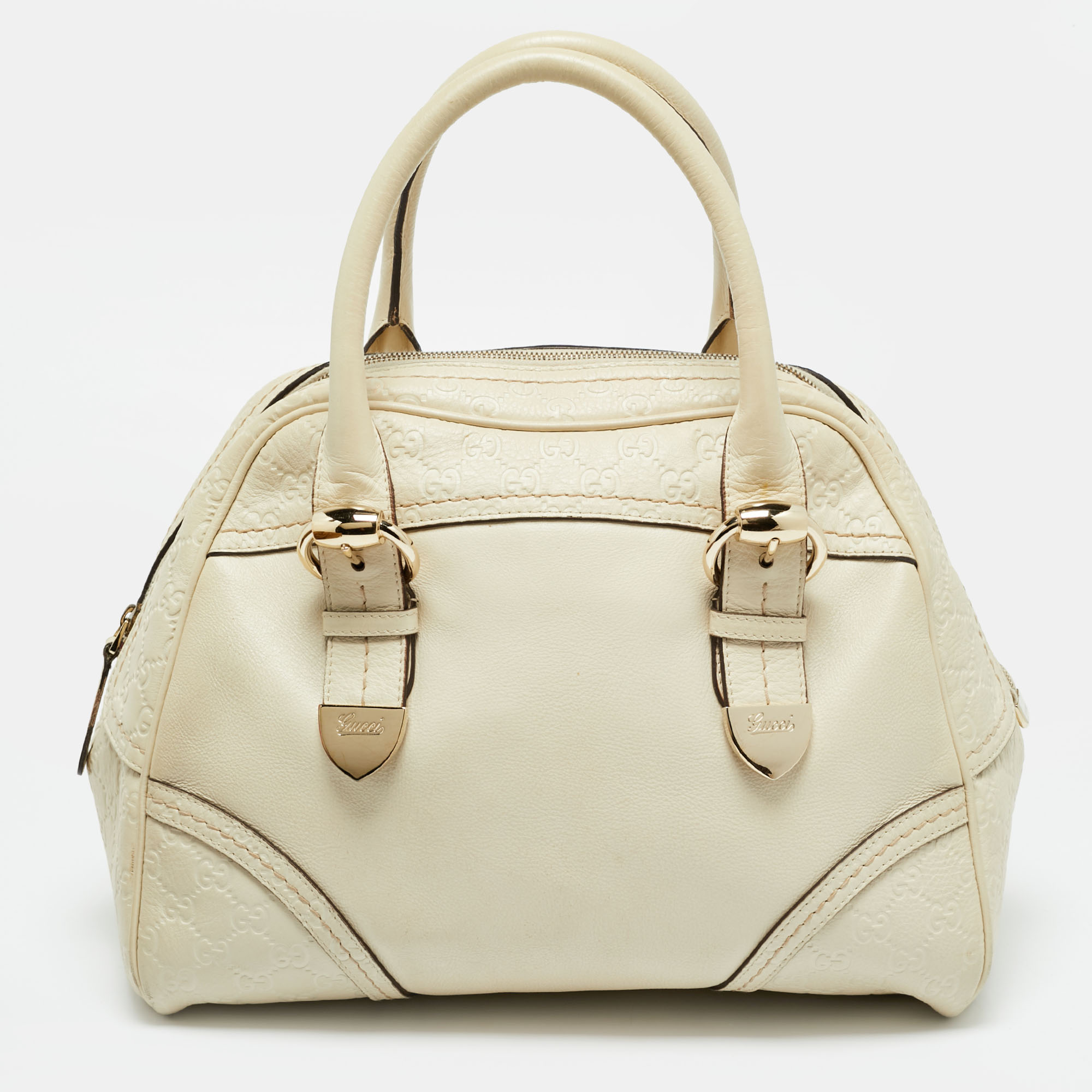 

Gucci Off White Guccissima Leather Signoria Satchel
