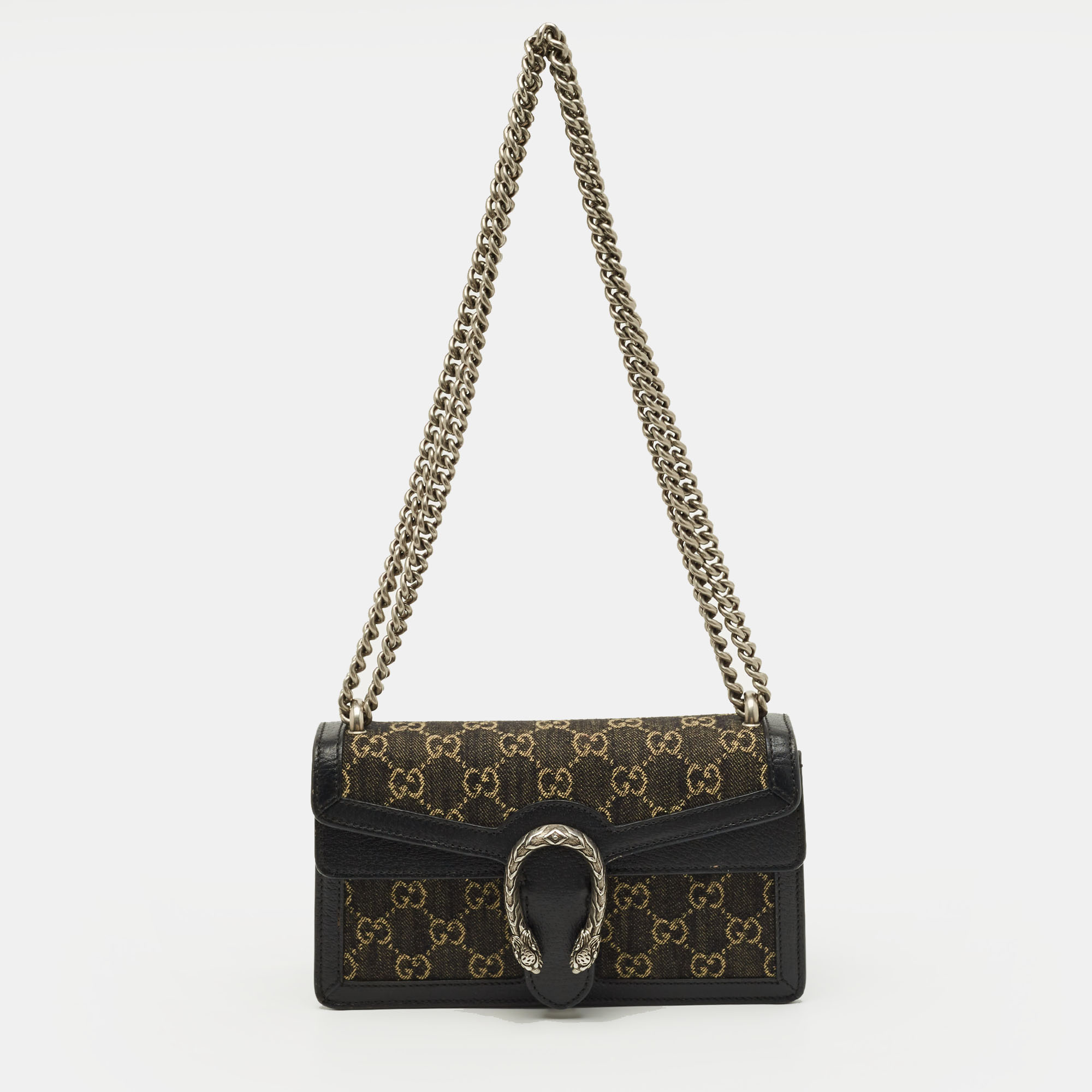 

Gucci Dionysus  Black/Ivory GG Denim and Leather Shoulder Bag