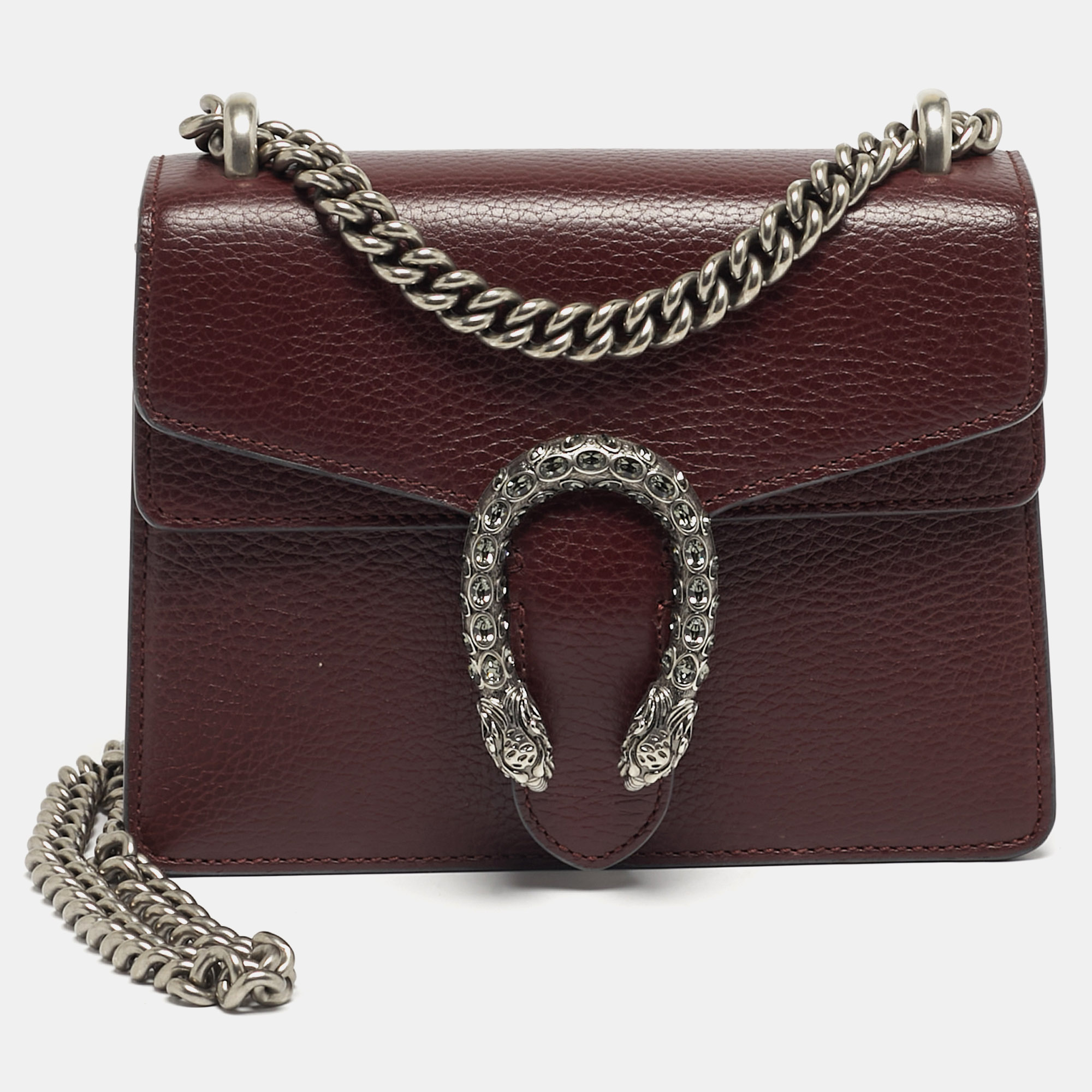 

Gucci Crystal Dionysus  Burgundy Leather Shoulder Bag