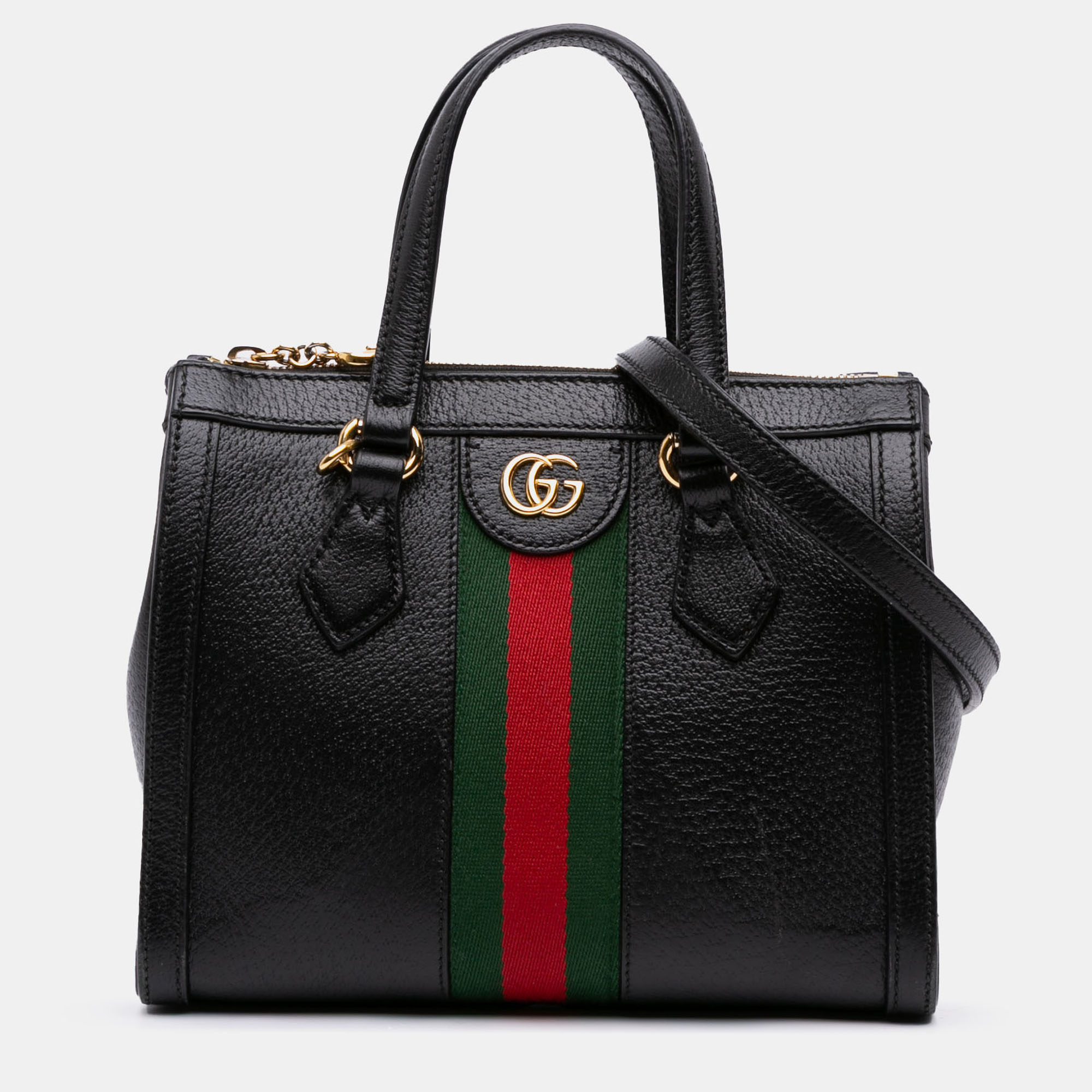 

Gucci Black Small Leather Web Ophidia Satchel