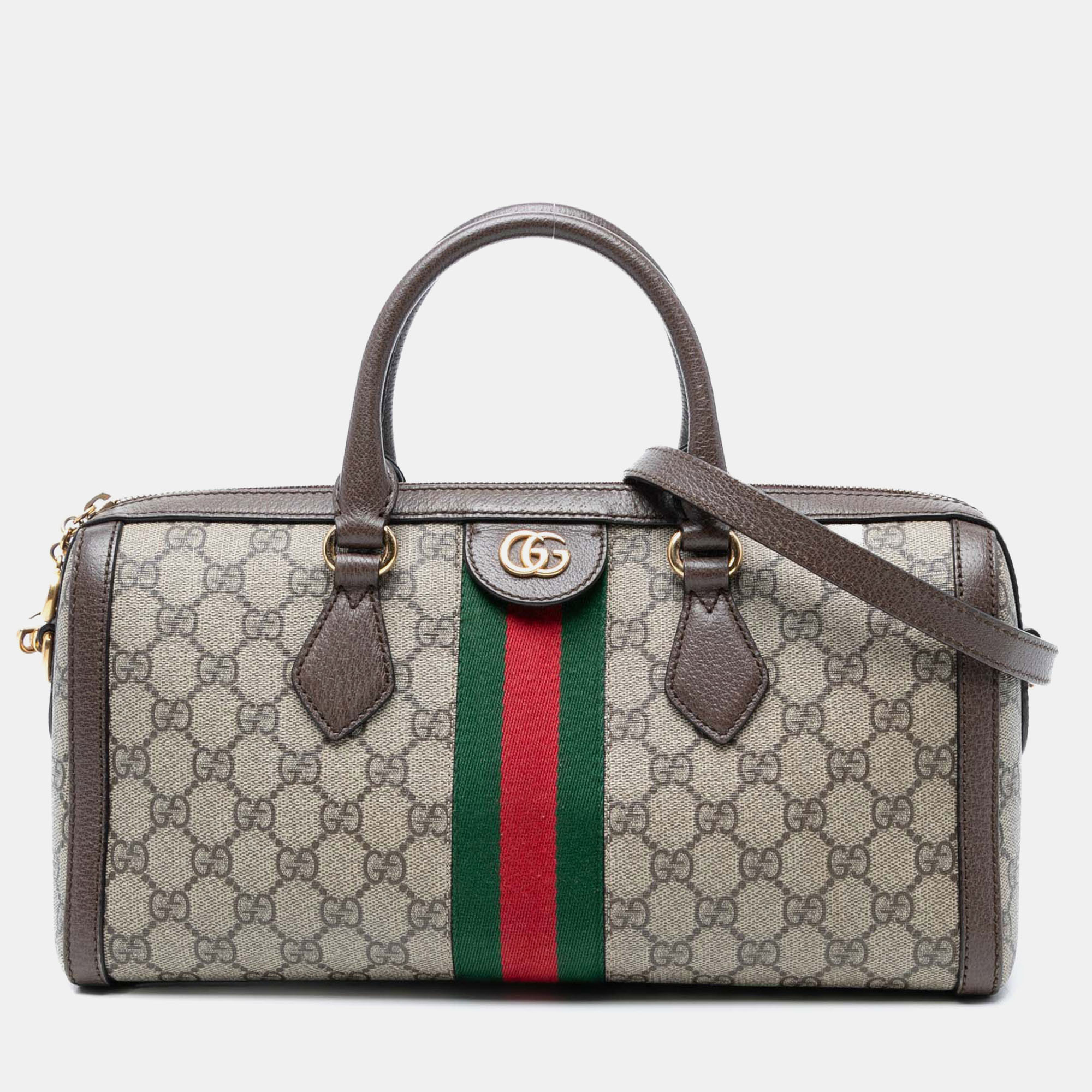 

Gucci Brown Medium GG Supreme Ophidia Top Handle Bag