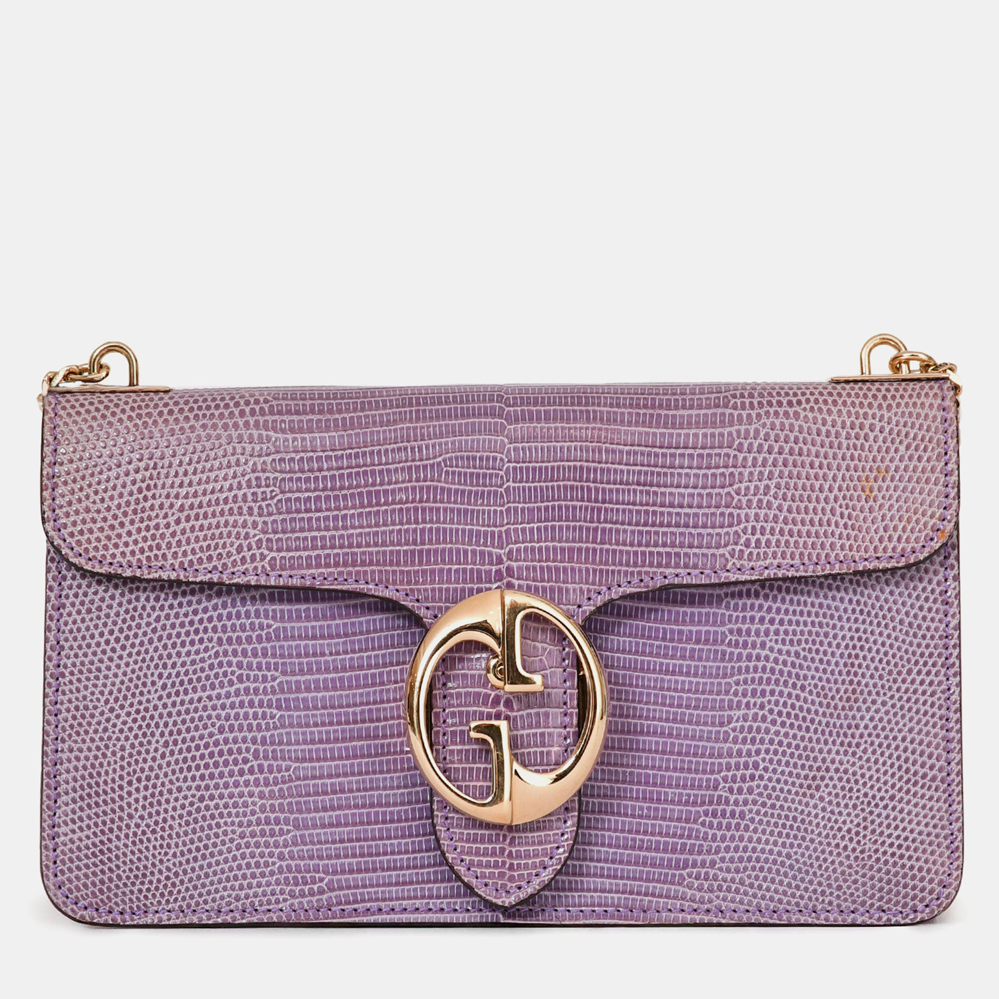 

Gucci Purple Lizard Leather 1973 East West Chain Bag