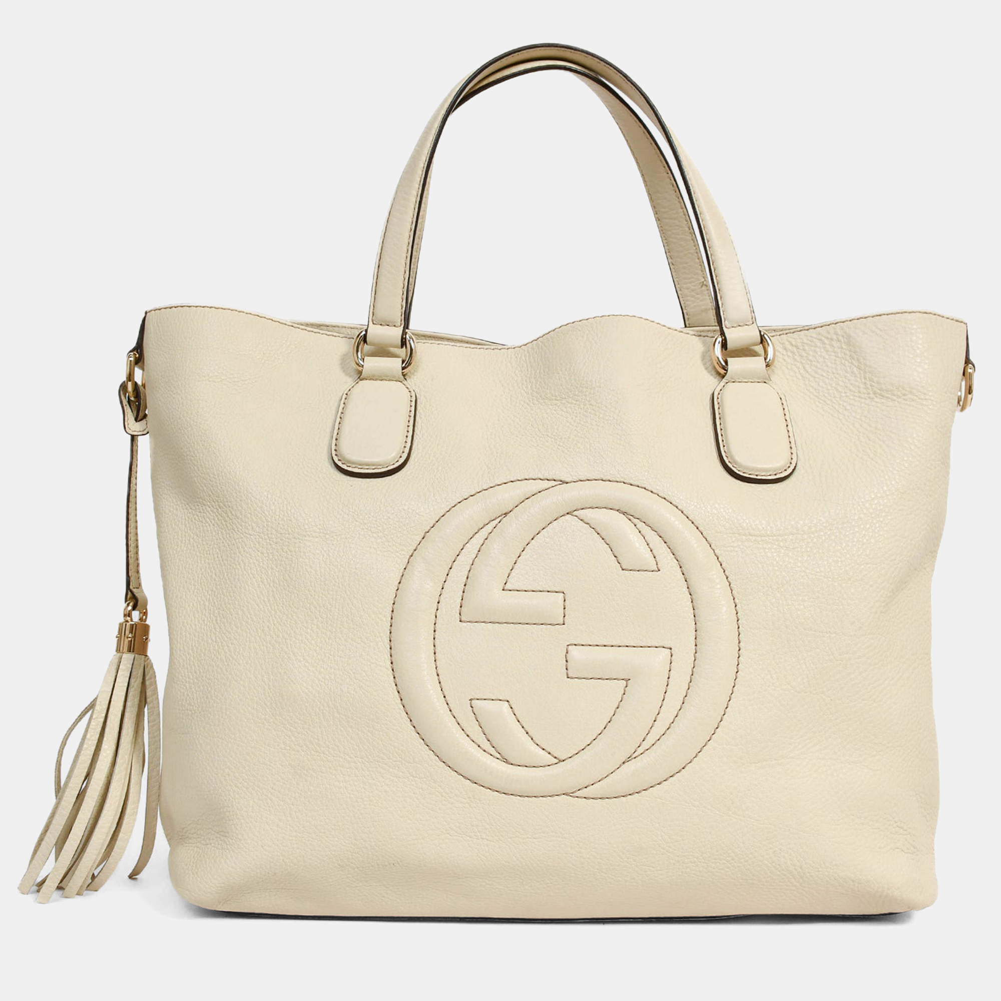 

Gucci Cream Grained Leather Soho Large Tote Bag