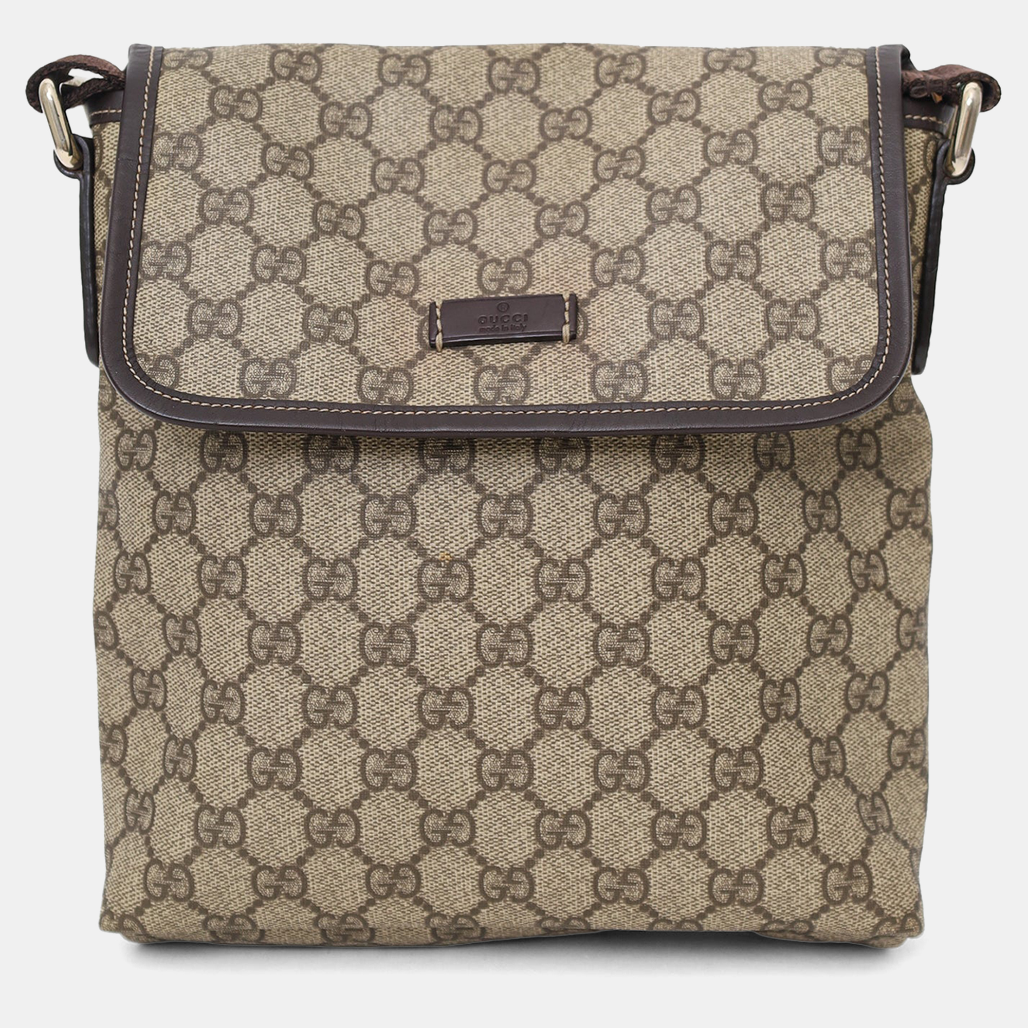 

Gucci Brown/Beige GG Supreme Canvas/Leather Flap Messenger Bag