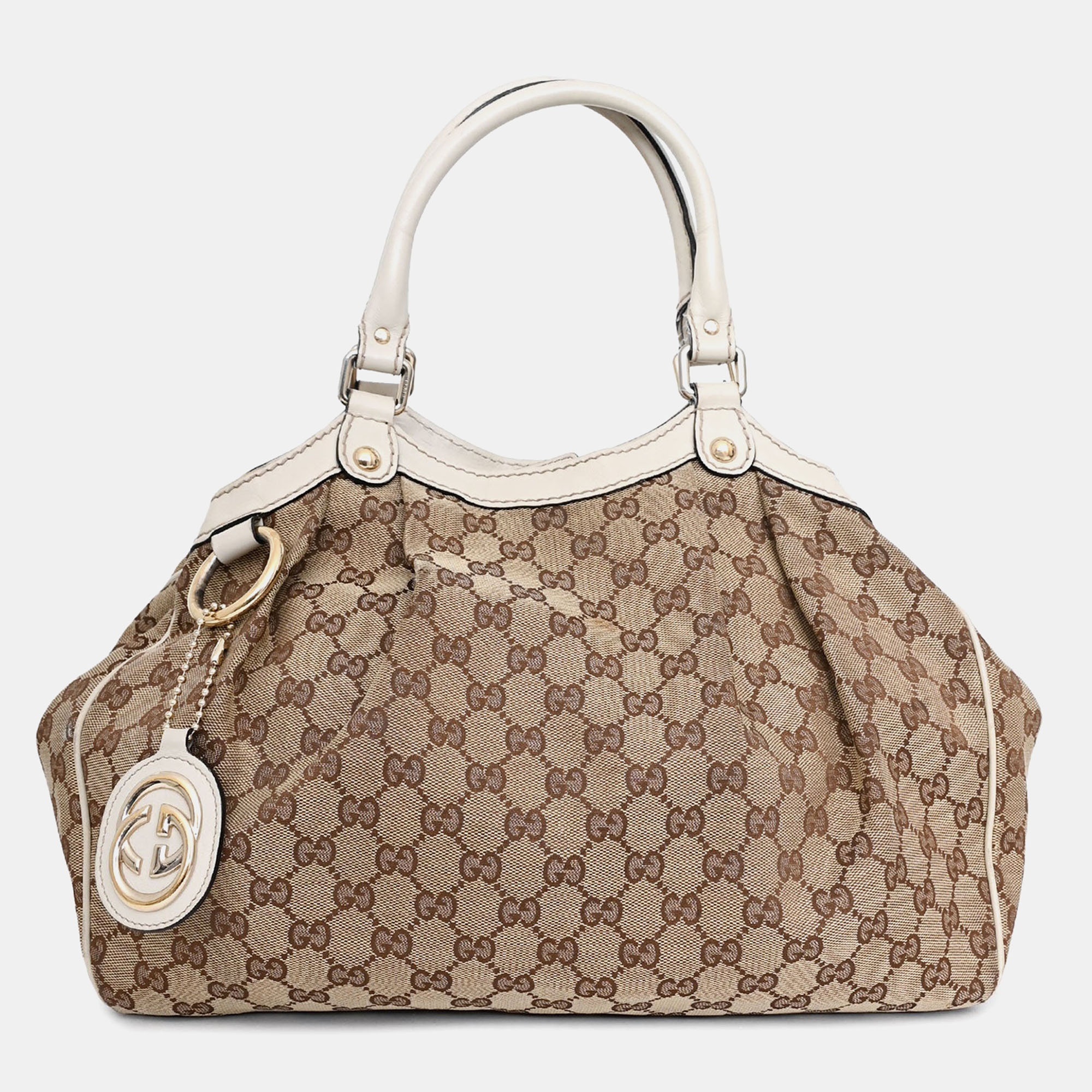 

Gucci Canvas Leather Trimmed Sukey, Brown