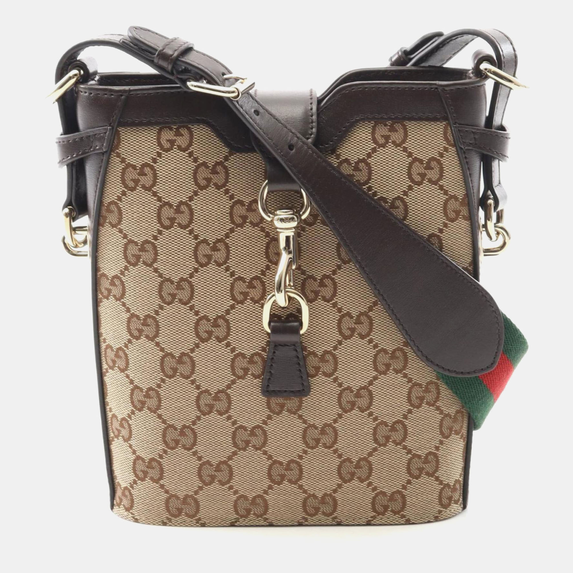

Gucci Gg Shadow Mini Bucket Shoulder Bag Canvas And Leather Beige Brown