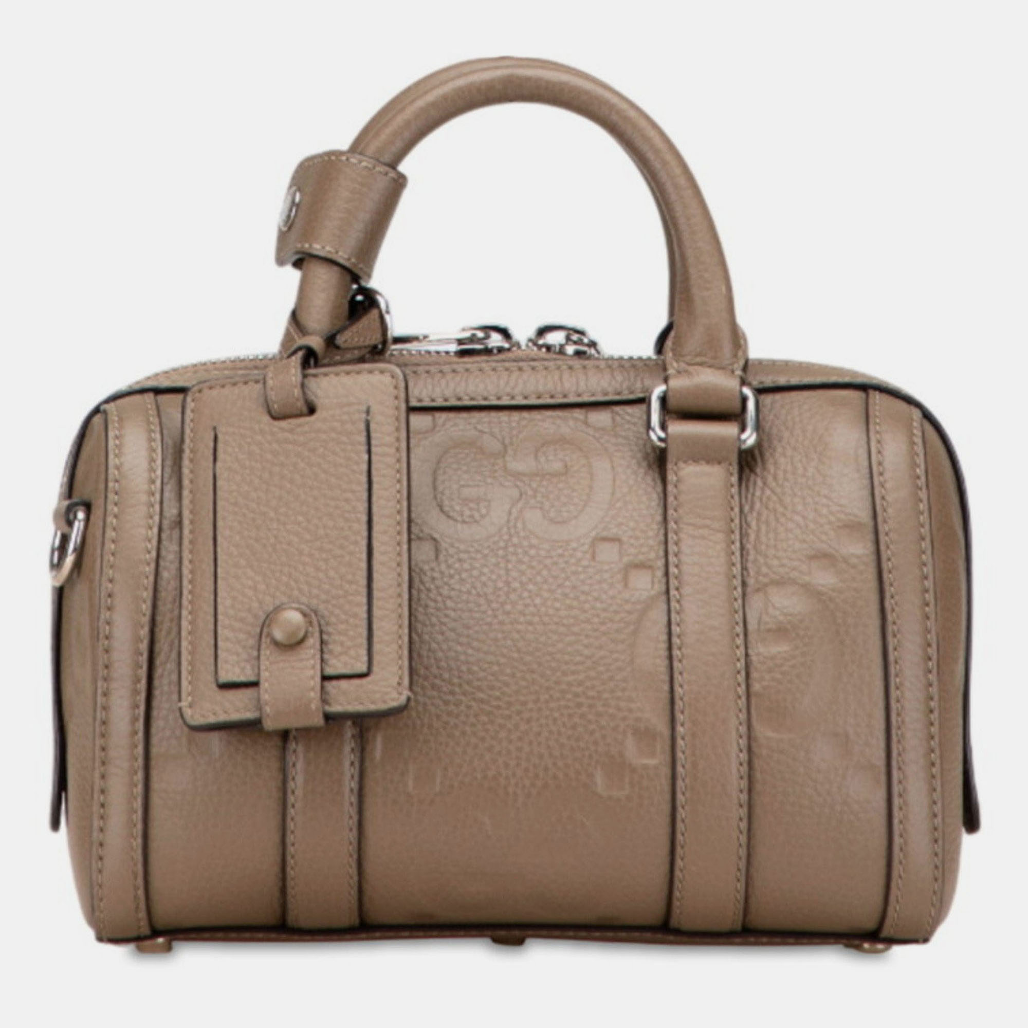 

Gucci Jumbo Gg Mini Duffle Handbag/Shoulder Bag Greige Leather, Brown