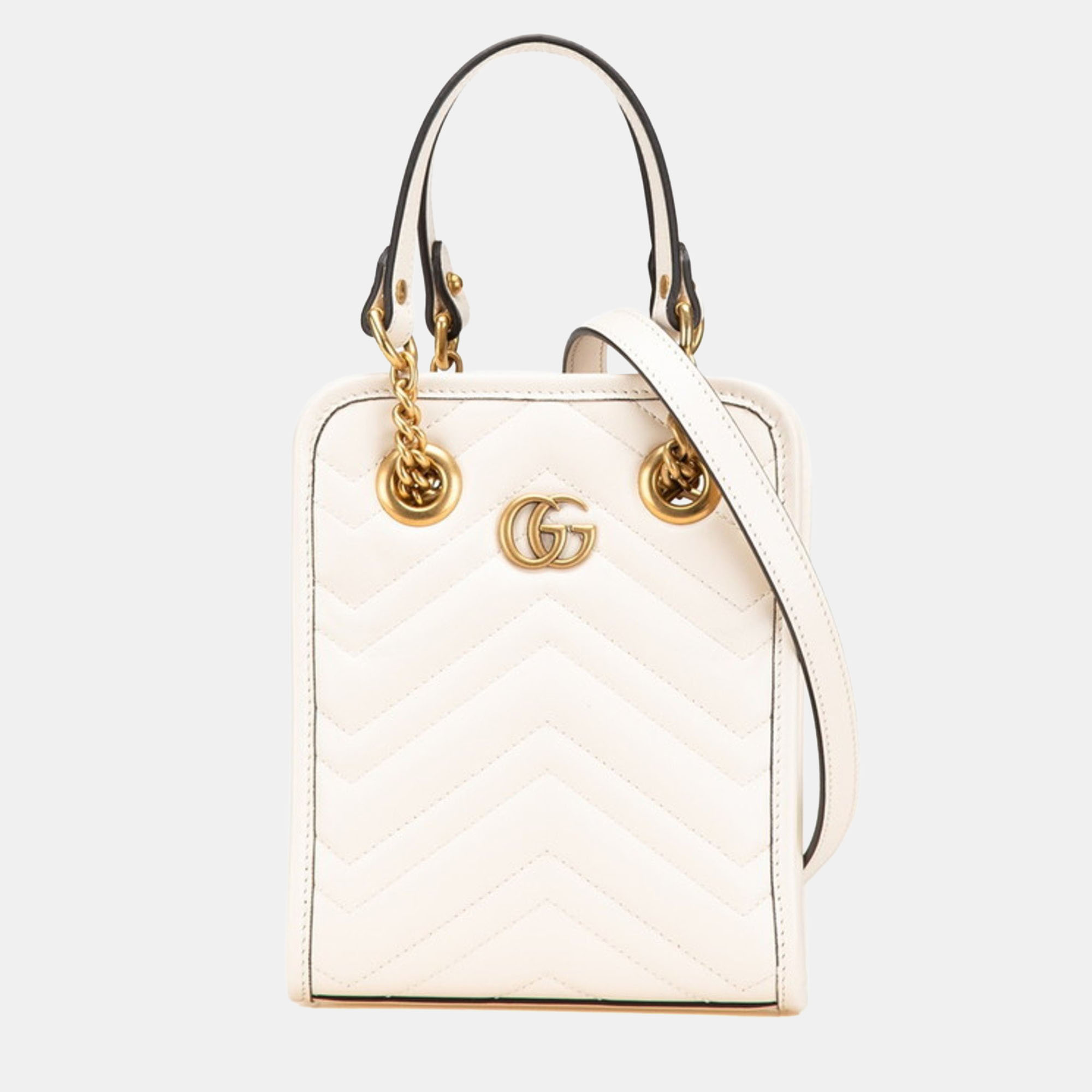 

Gucci Gg Marmont Shoulder Bag/Handbag White Gold Leather