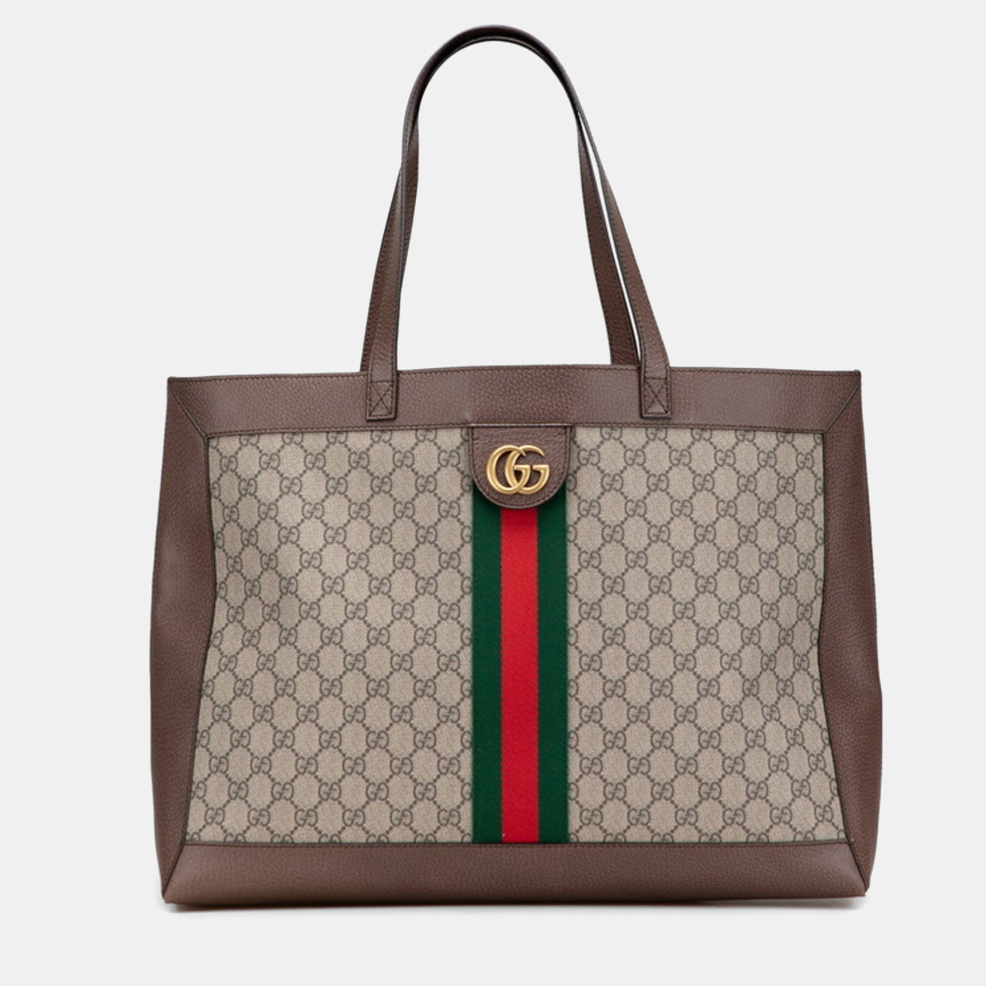 

Gucci X Disney The Three Little Pigs Gg Supreme Ophidia Handbag Tote Bag Beige Multicolor Leather