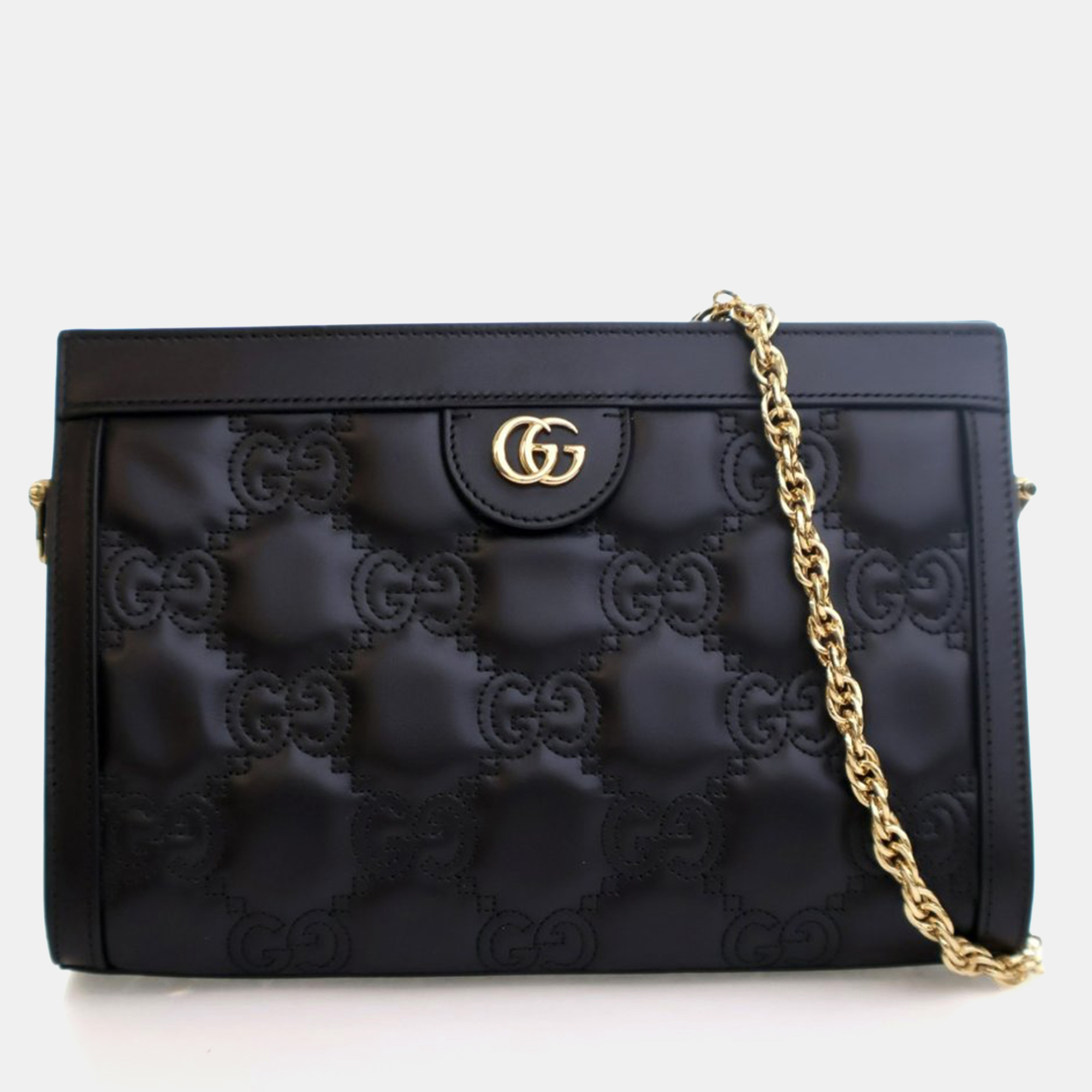 

Gucci Small Black Calfskin GG Slim Chain Shoulder Bag