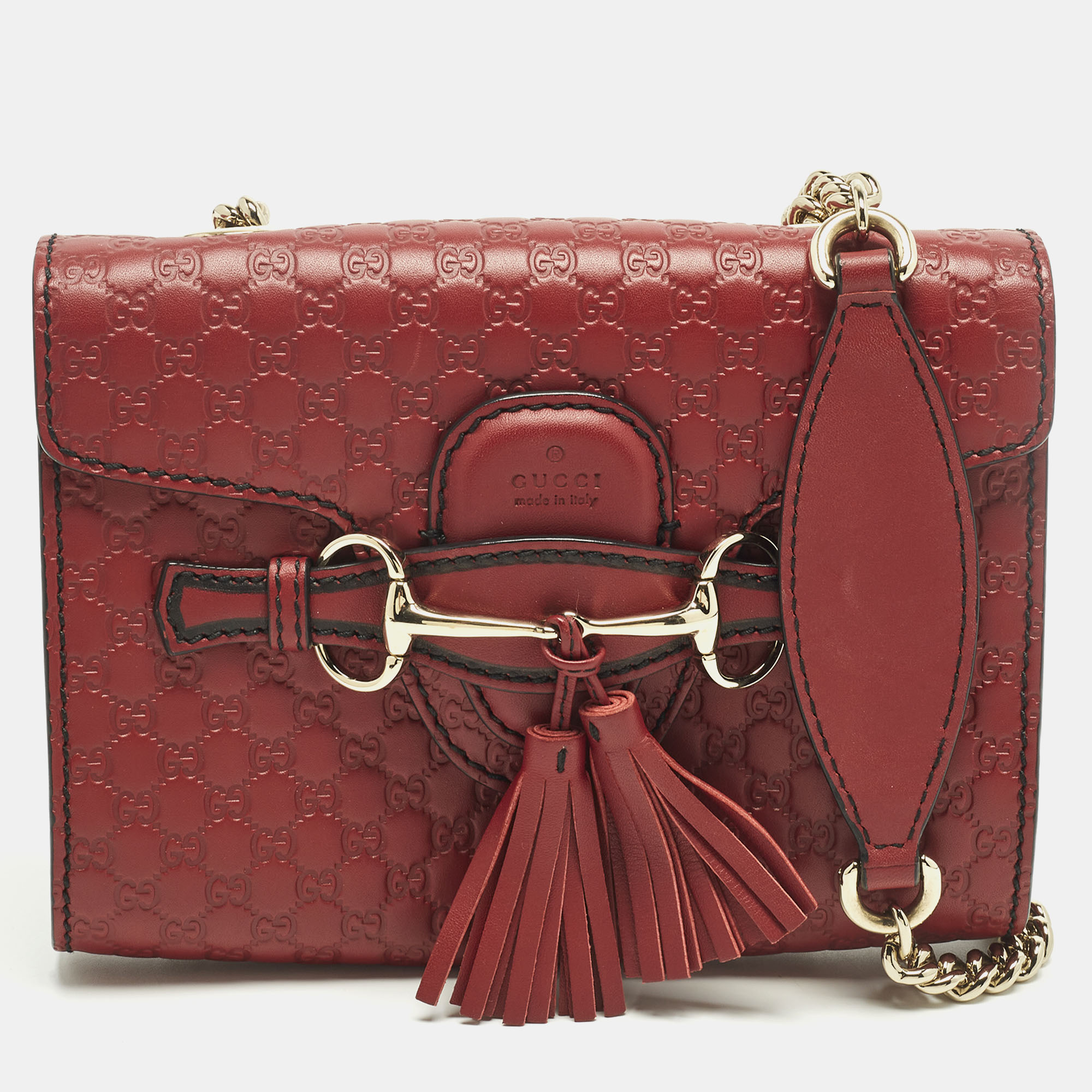 

Gucci Emily Mini Red Guccissima Leather Chain Shoulder Bag